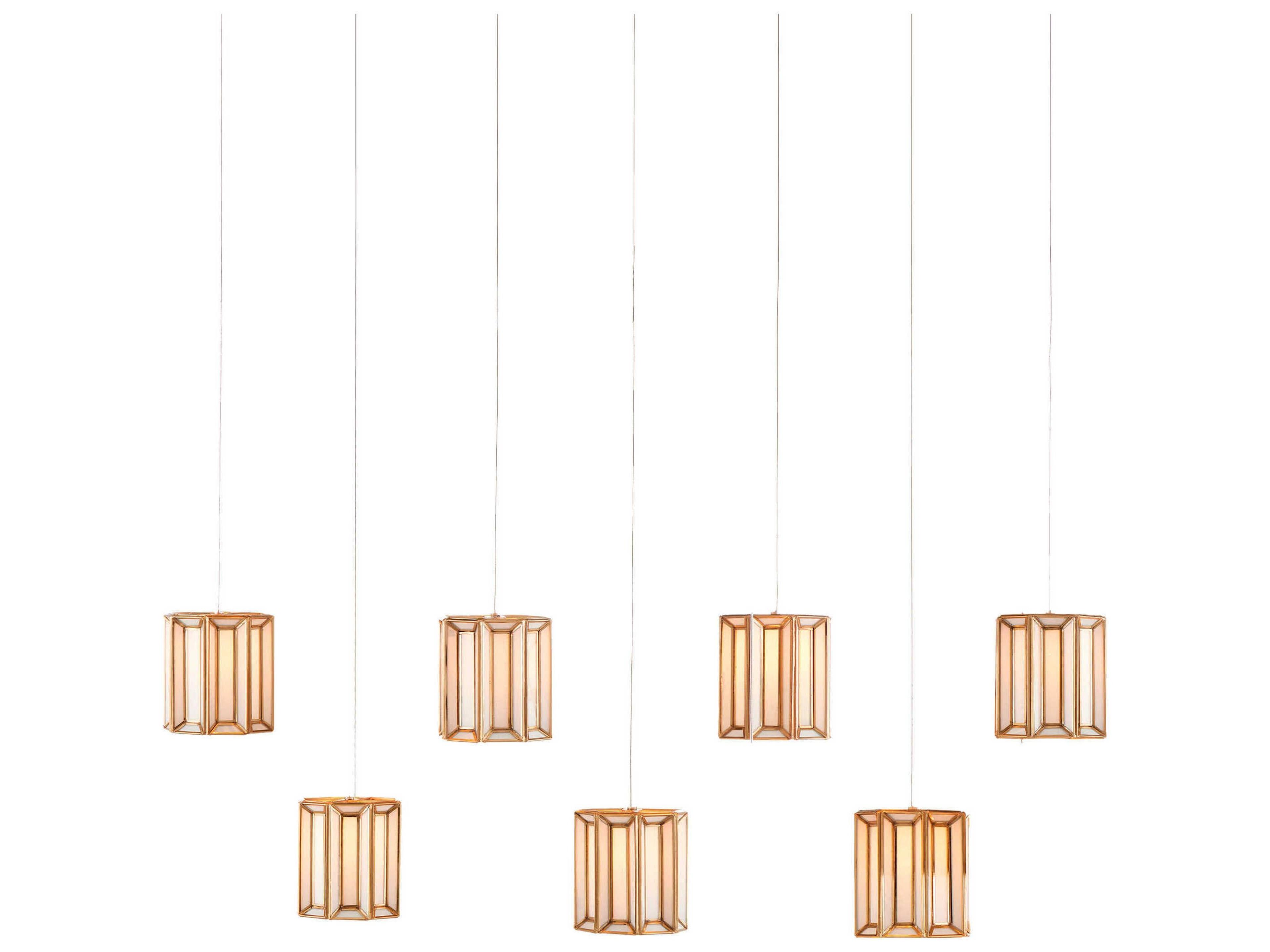 Daze 7-Light White Brass Silver Glass Drum Tiered Island Pendant