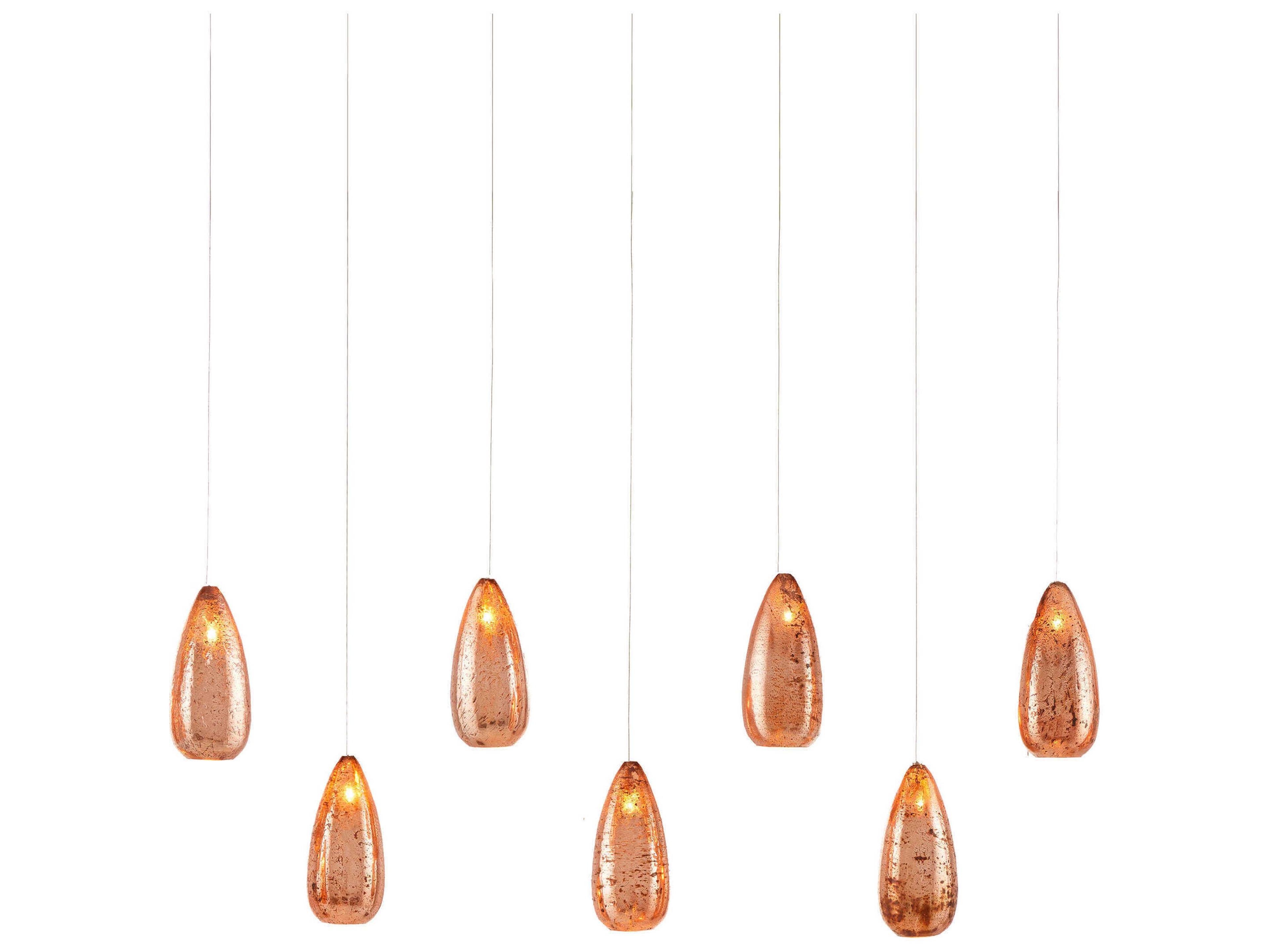 Rame 7-Light Copper Silver Glass Geometric Tiered Island Pendant