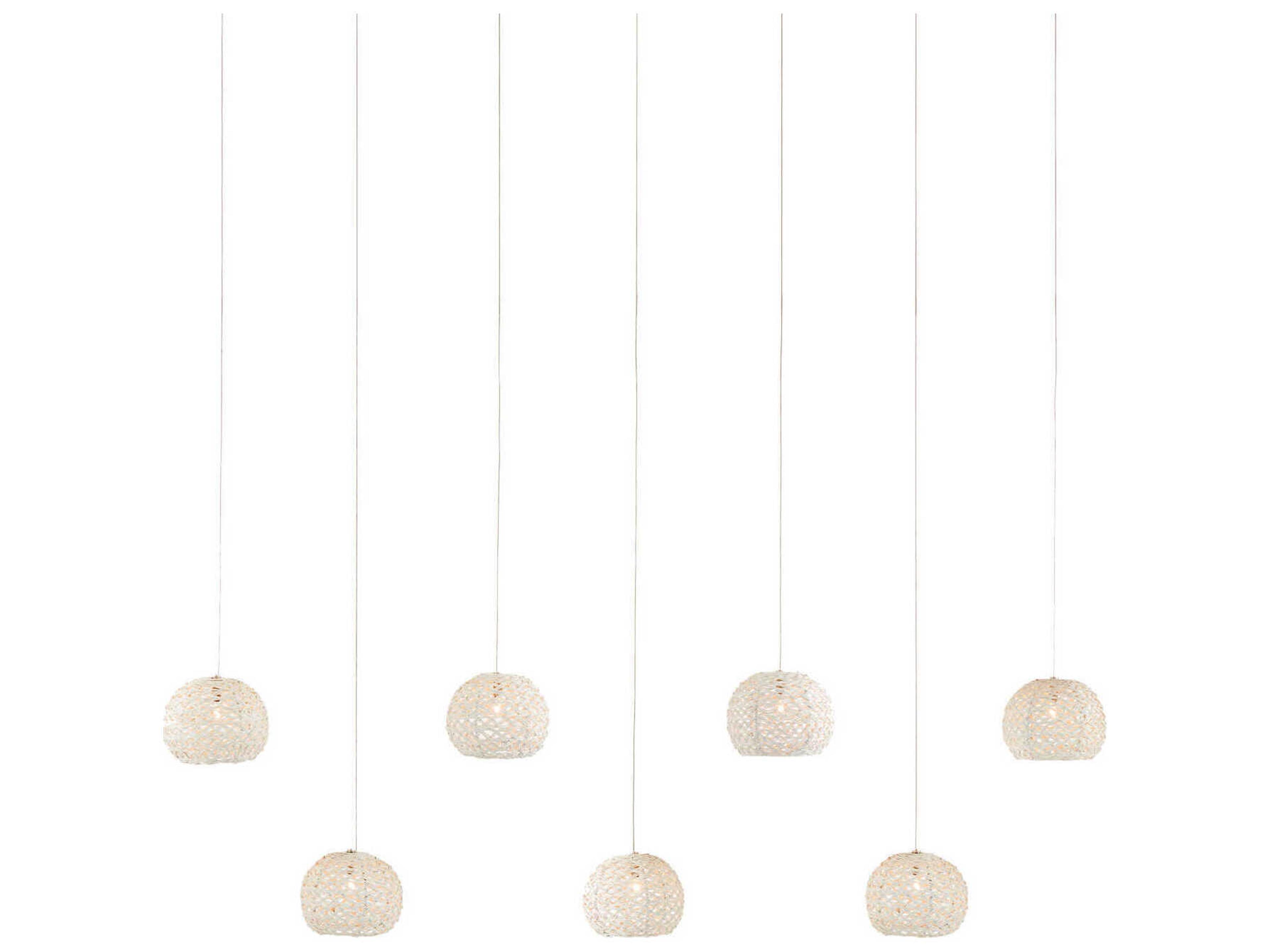 Piero 7-Light Sugar White Silver Globe Tiered Island Pendant