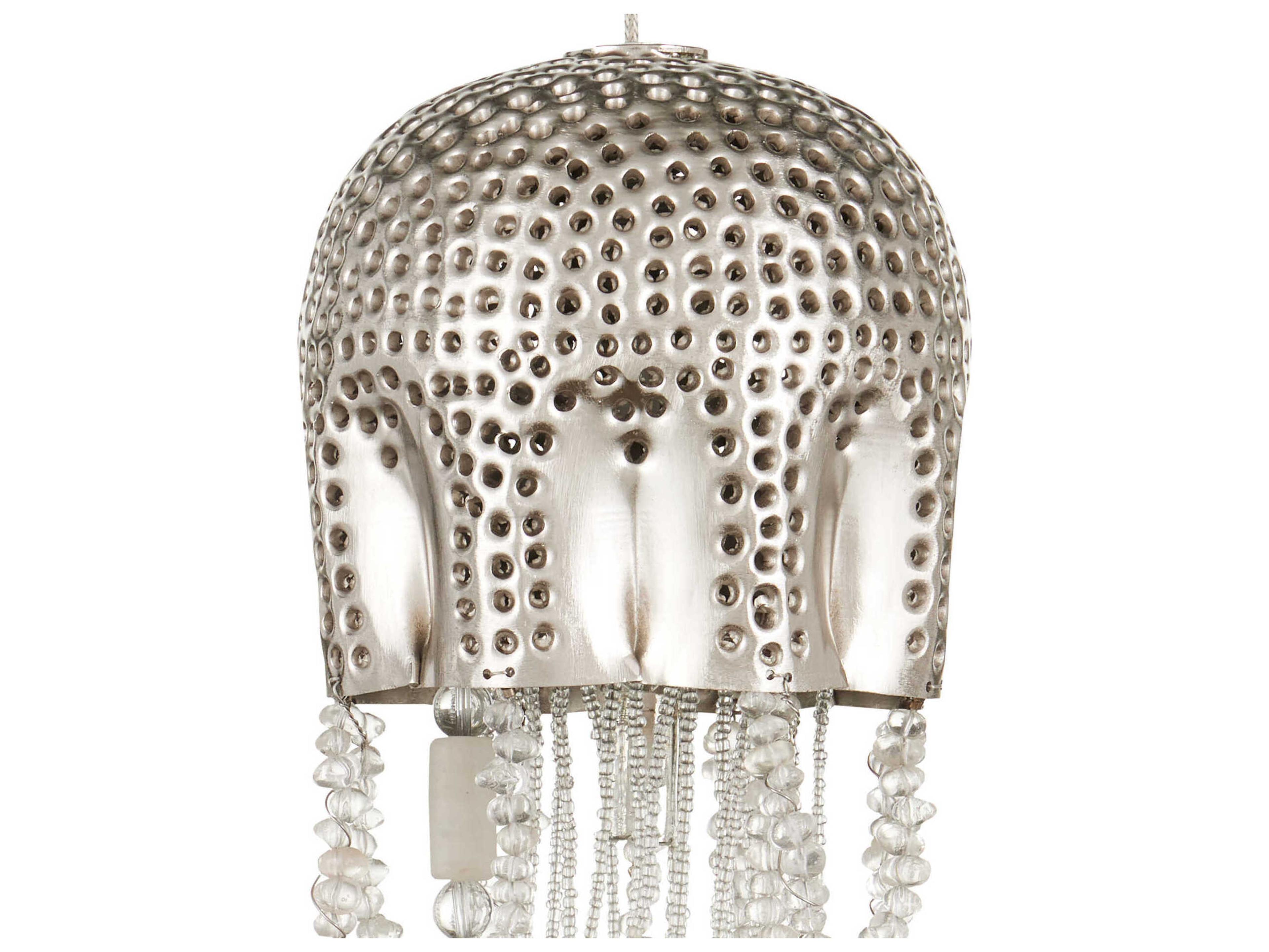 Currey & Company Medusa 7-Light Nickel Silver Glass Tiered Island Pendant