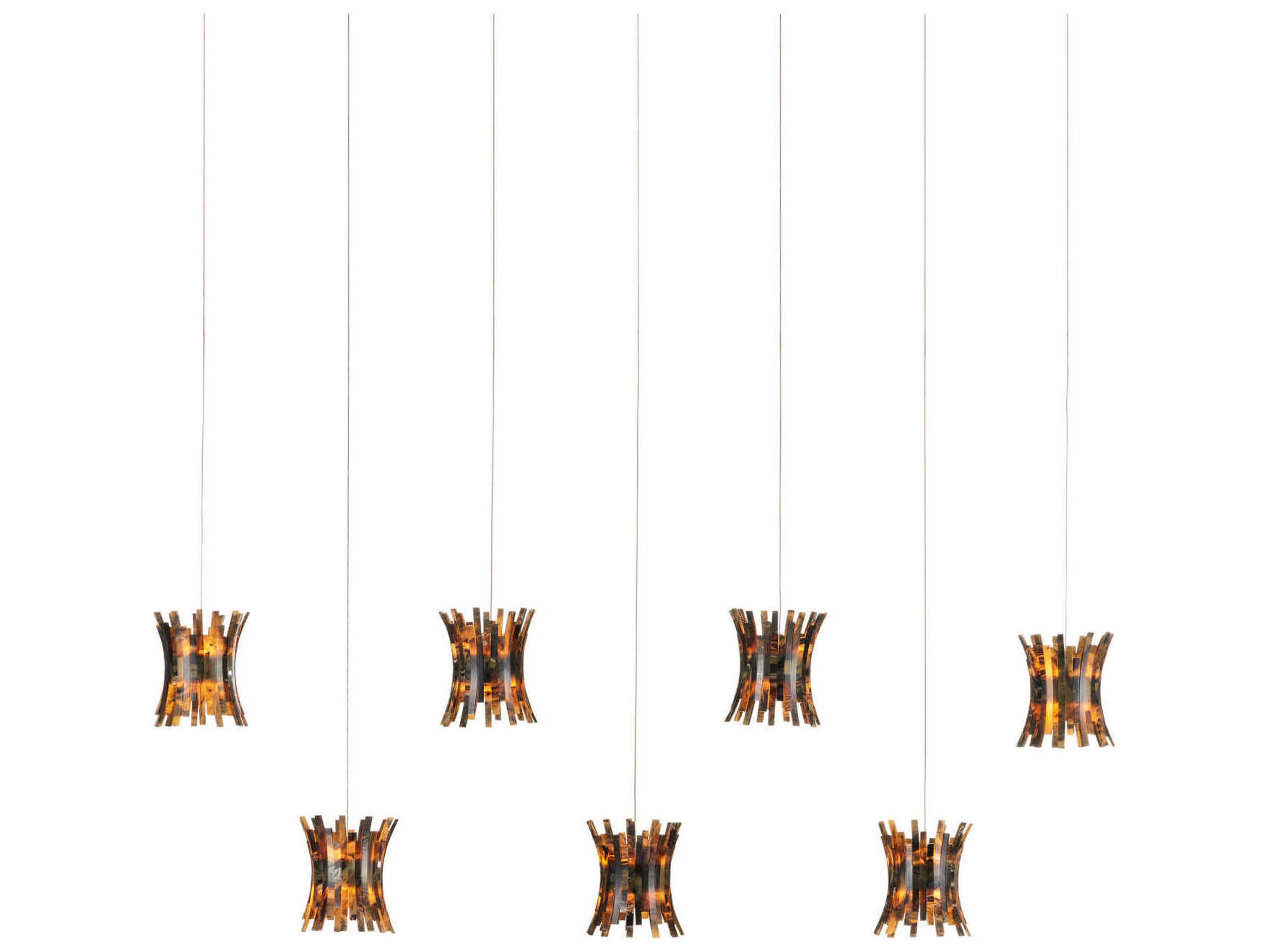 Alsop 7-Light Brown Black Silver Geometric Tiered Island Pendant