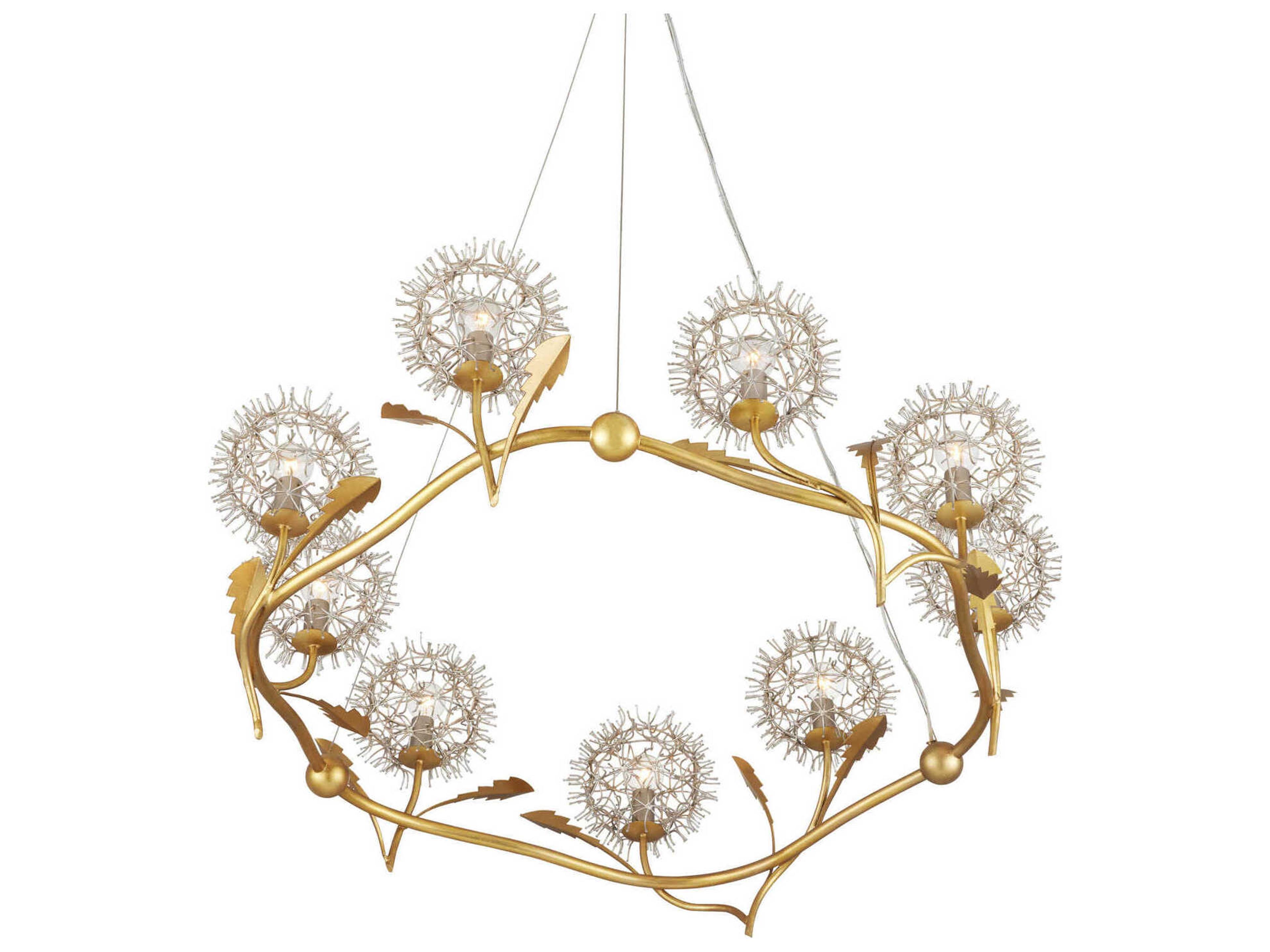 Currey & Company Dandelion 9-Light Gold Candelabra Chandelier