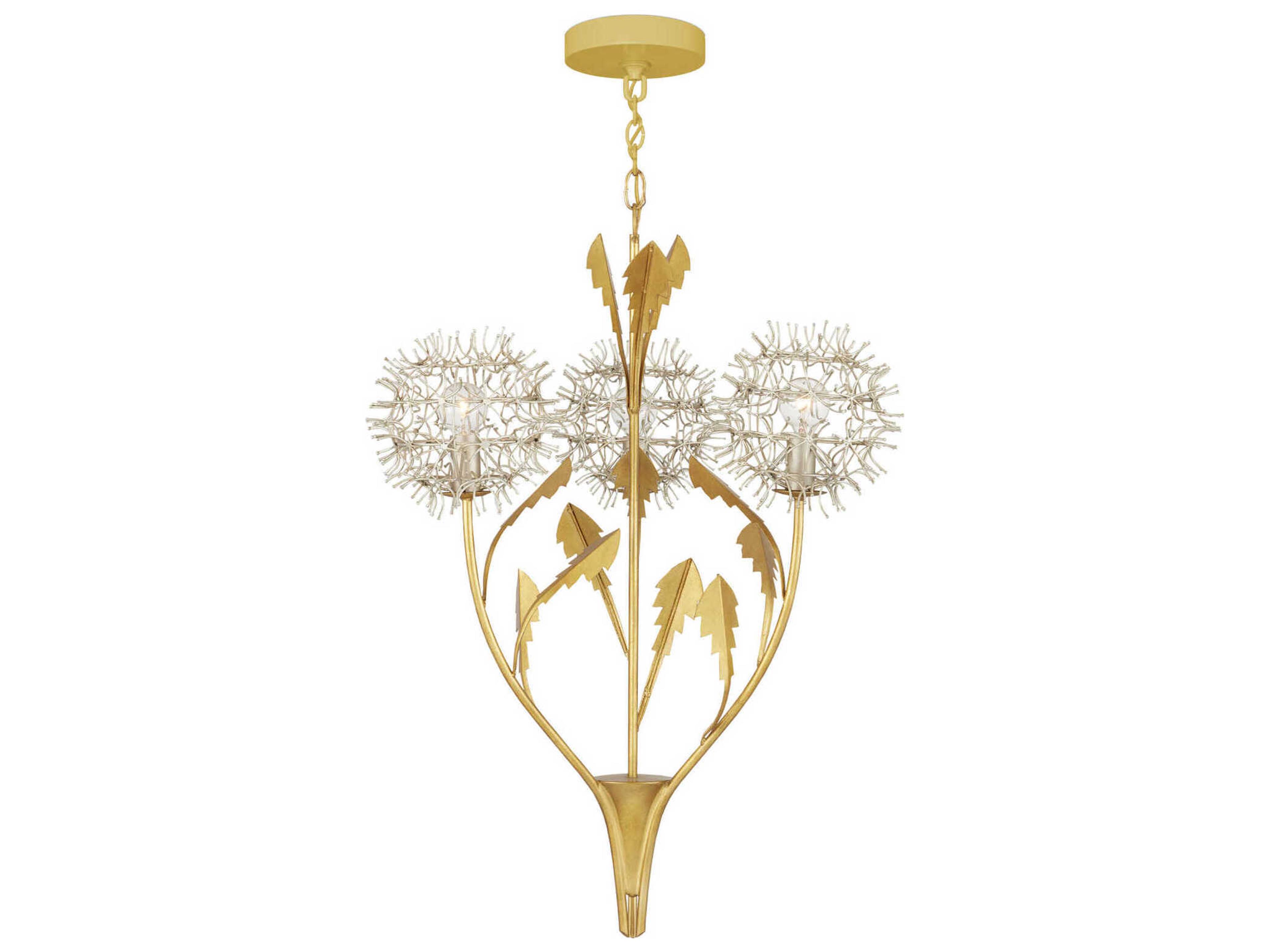 Currey & Company Dandelion 3-Light Gold Geometric Pendant