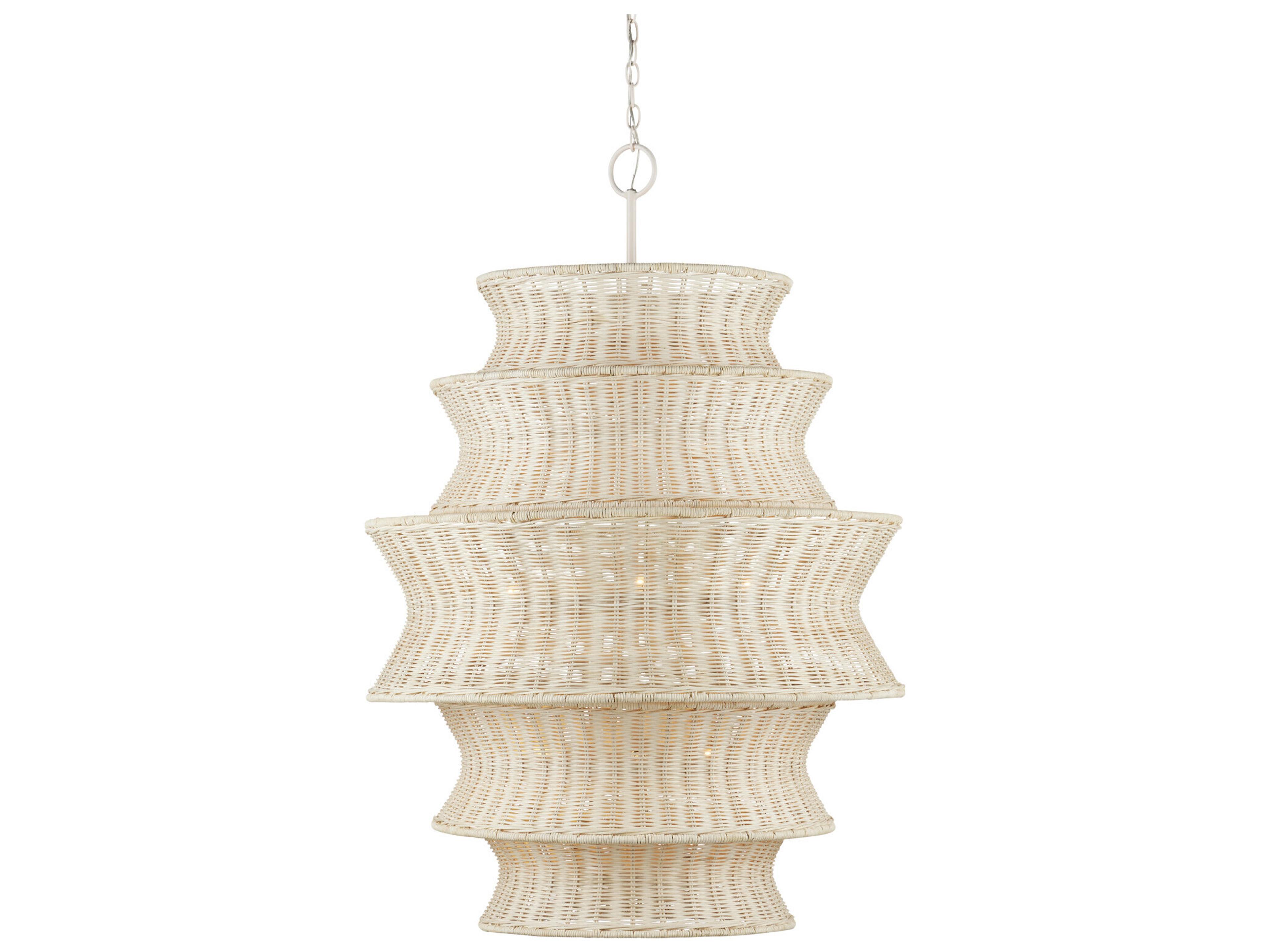Currey & Company Phebe 9-Light Bleached Natural Vanilla White Tiered Chandelier