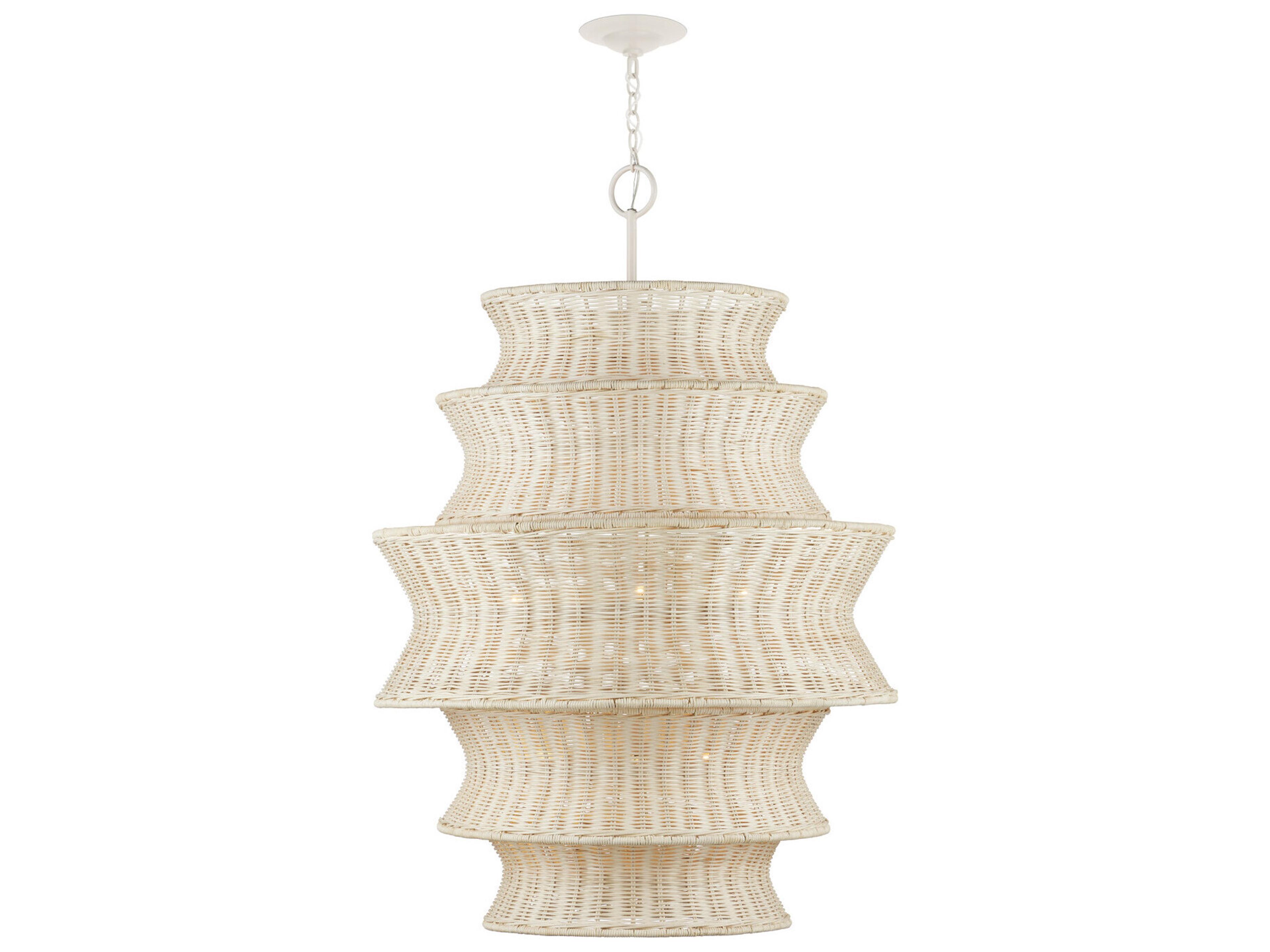 Currey & Company Phebe 9-Light Bleached Natural Vanilla White Tiered Chandelier