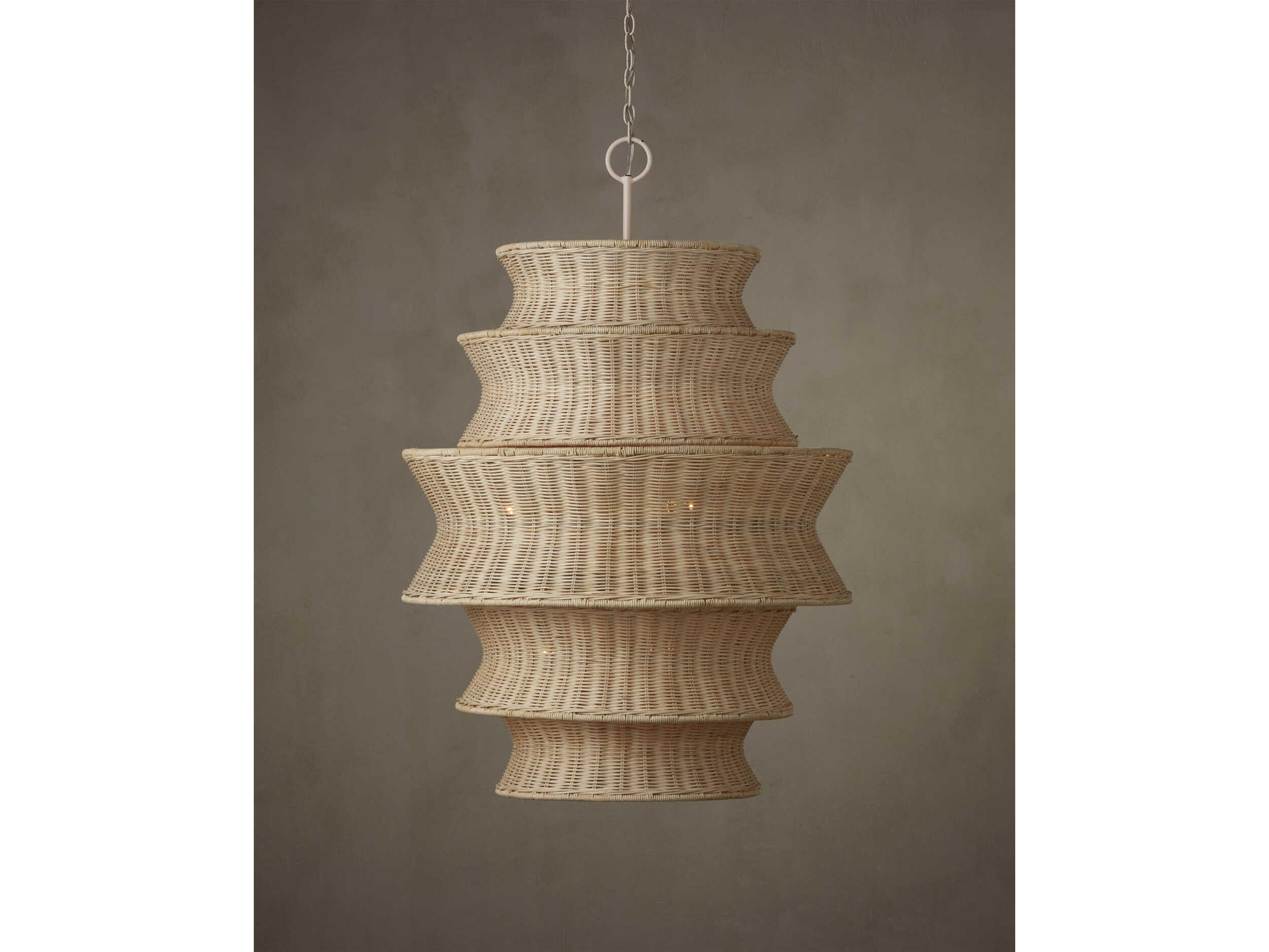 Currey & Company Phebe 9-Light Bleached Natural Vanilla White Tiered Chandelier