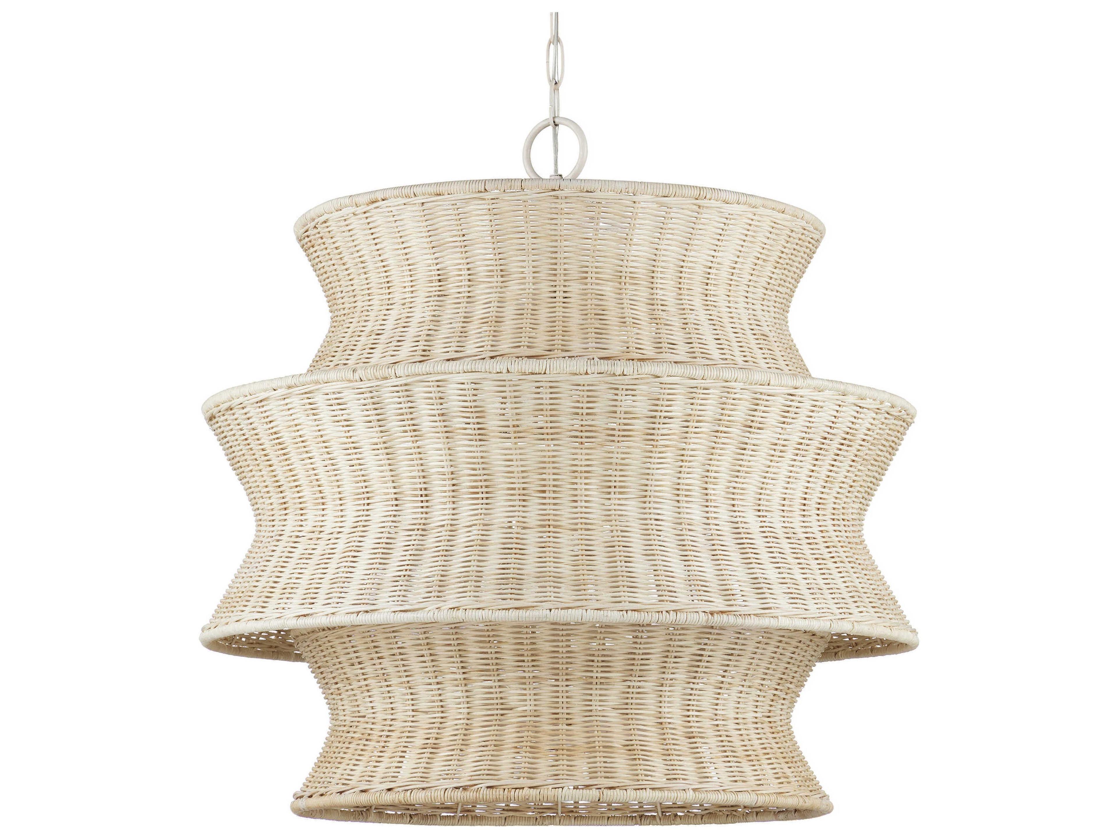 Currey & Company Phebe 9-Light Bleached Natural Vanilla White Geometric Chandelier