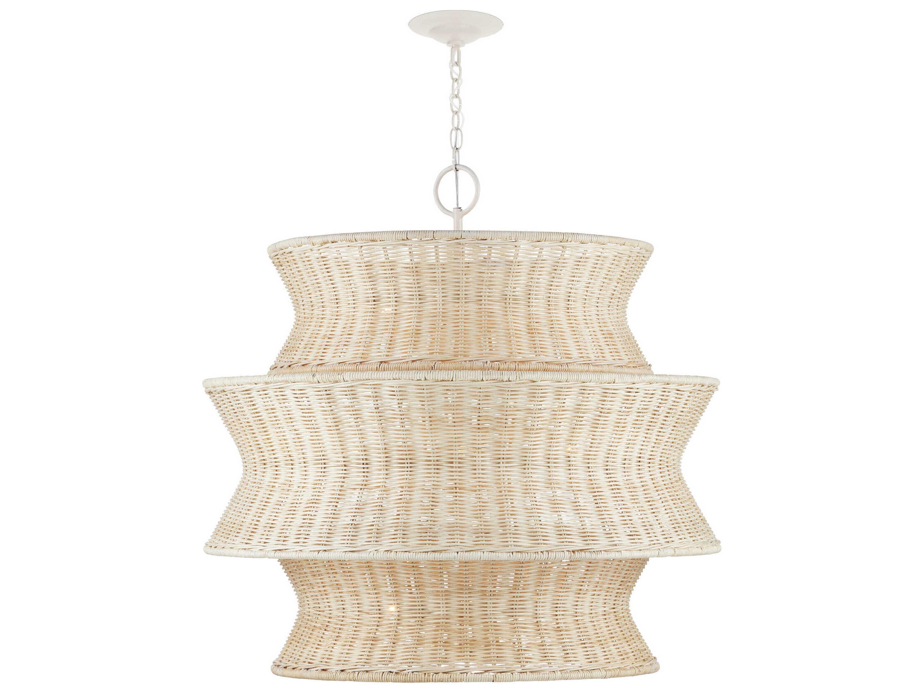 Currey & Company Phebe 9-Light Bleached Natural Vanilla White Geometric Chandelier