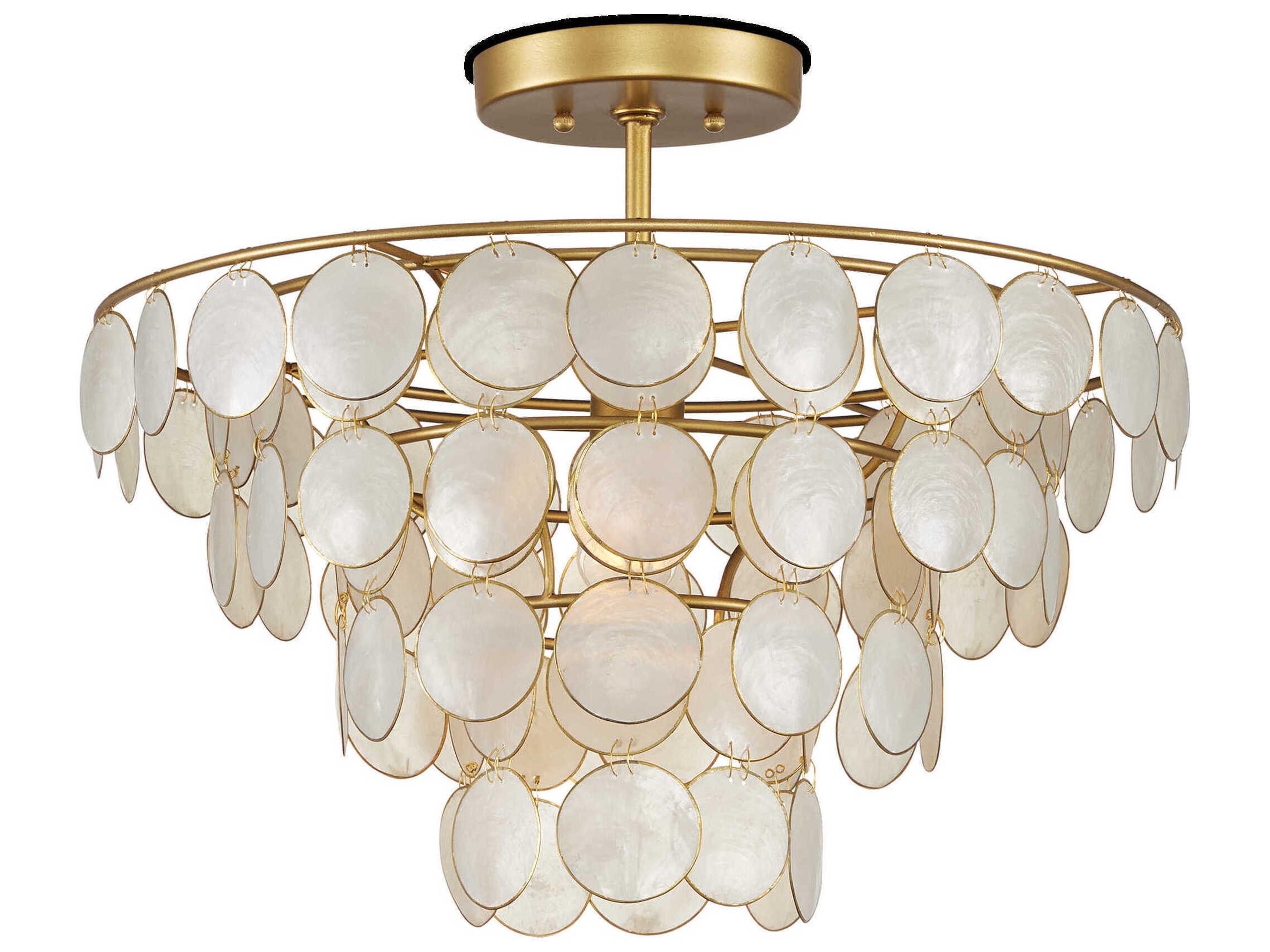 Currey & Company Bon Vivant 1-Light Natural Gold Tiered Semi Flush Mount