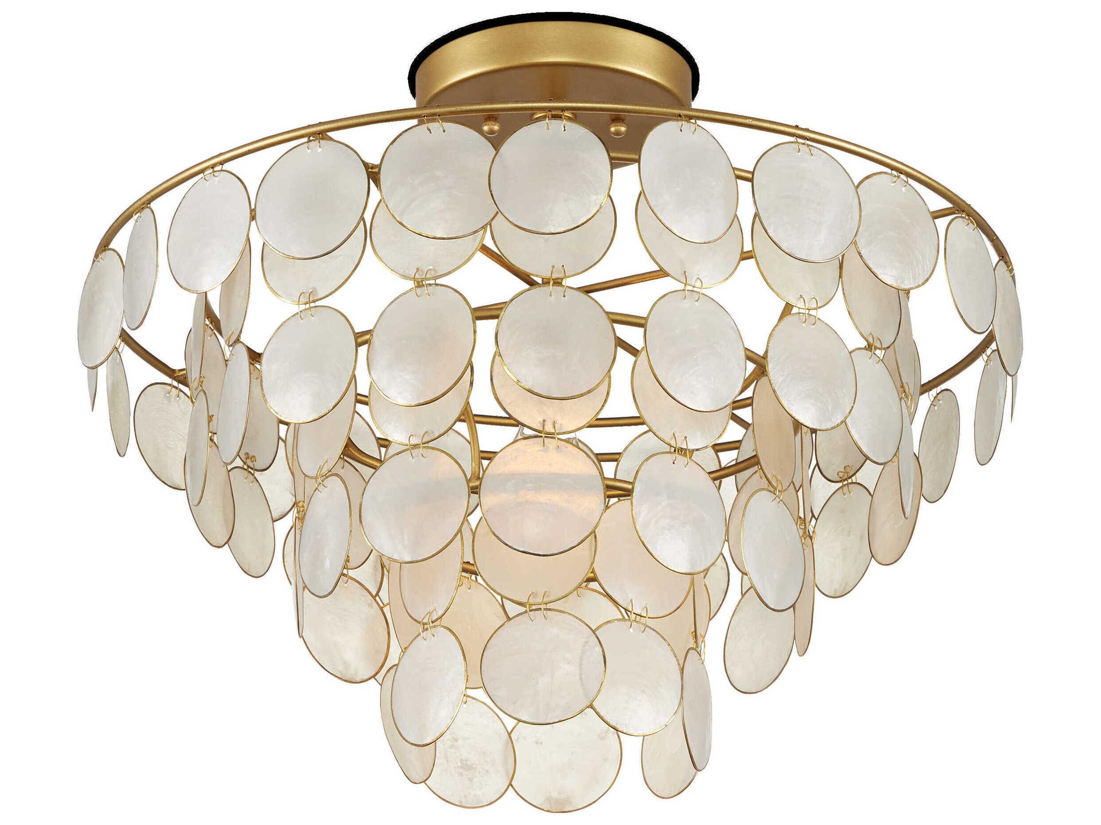 Currey & Company Bon Vivant 1-Light Natural Gold Tiered Semi Flush Mount