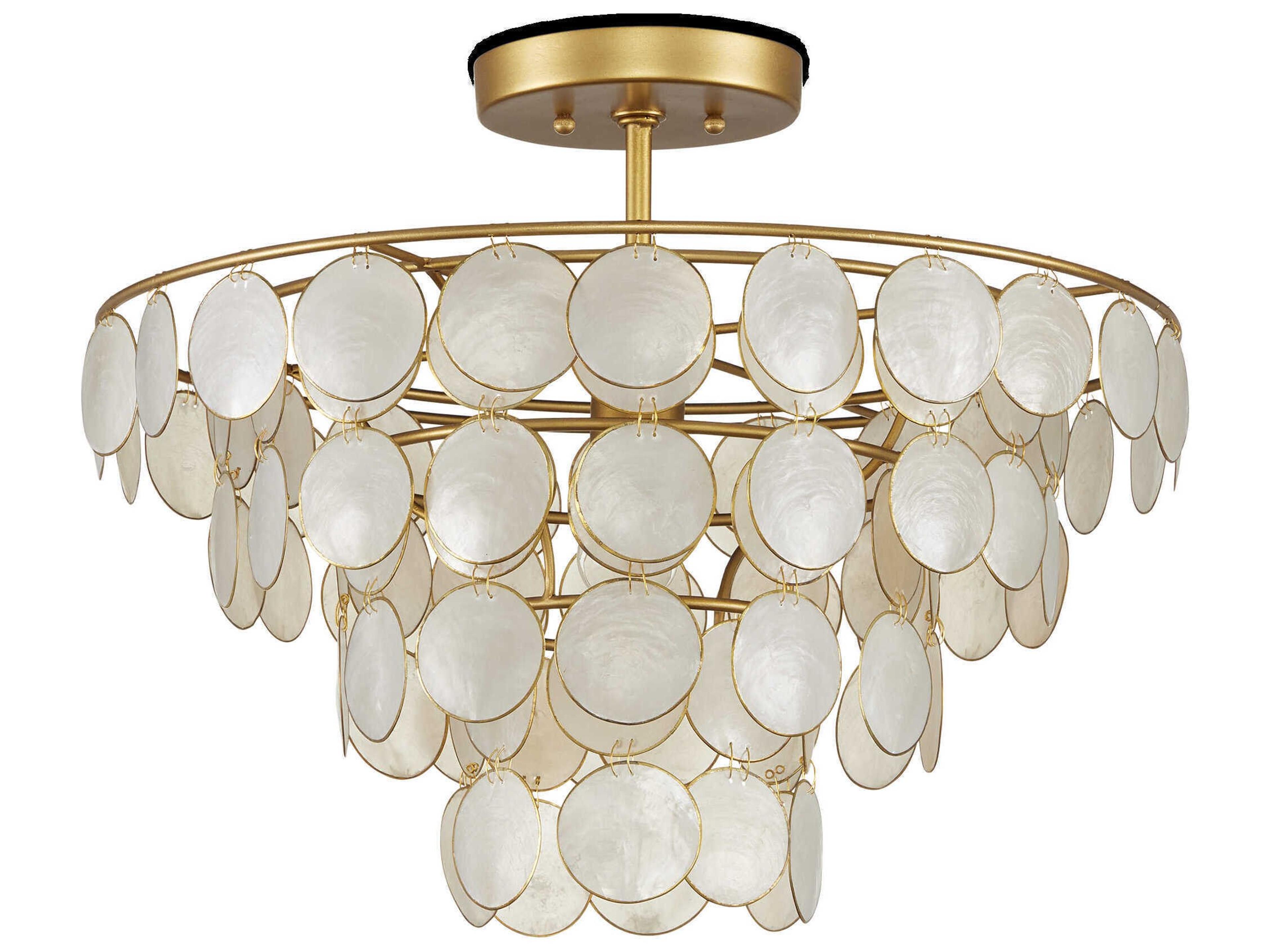 Currey & Company Bon Vivant 1-Light Natural Gold Tiered Semi Flush Mount