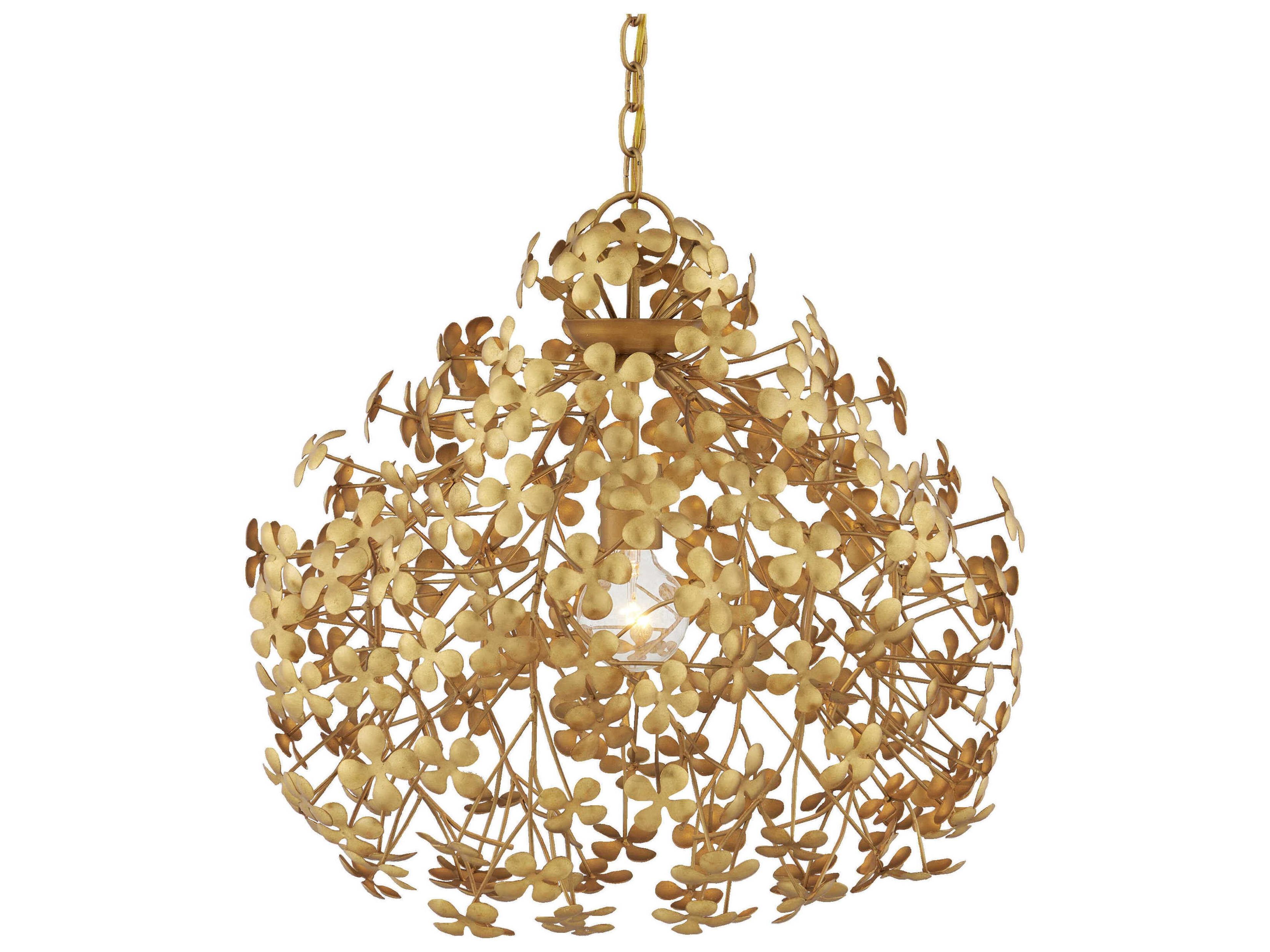 Currey & Company Cloverfield 1-Light Contemporary Gold Leaf Pendant