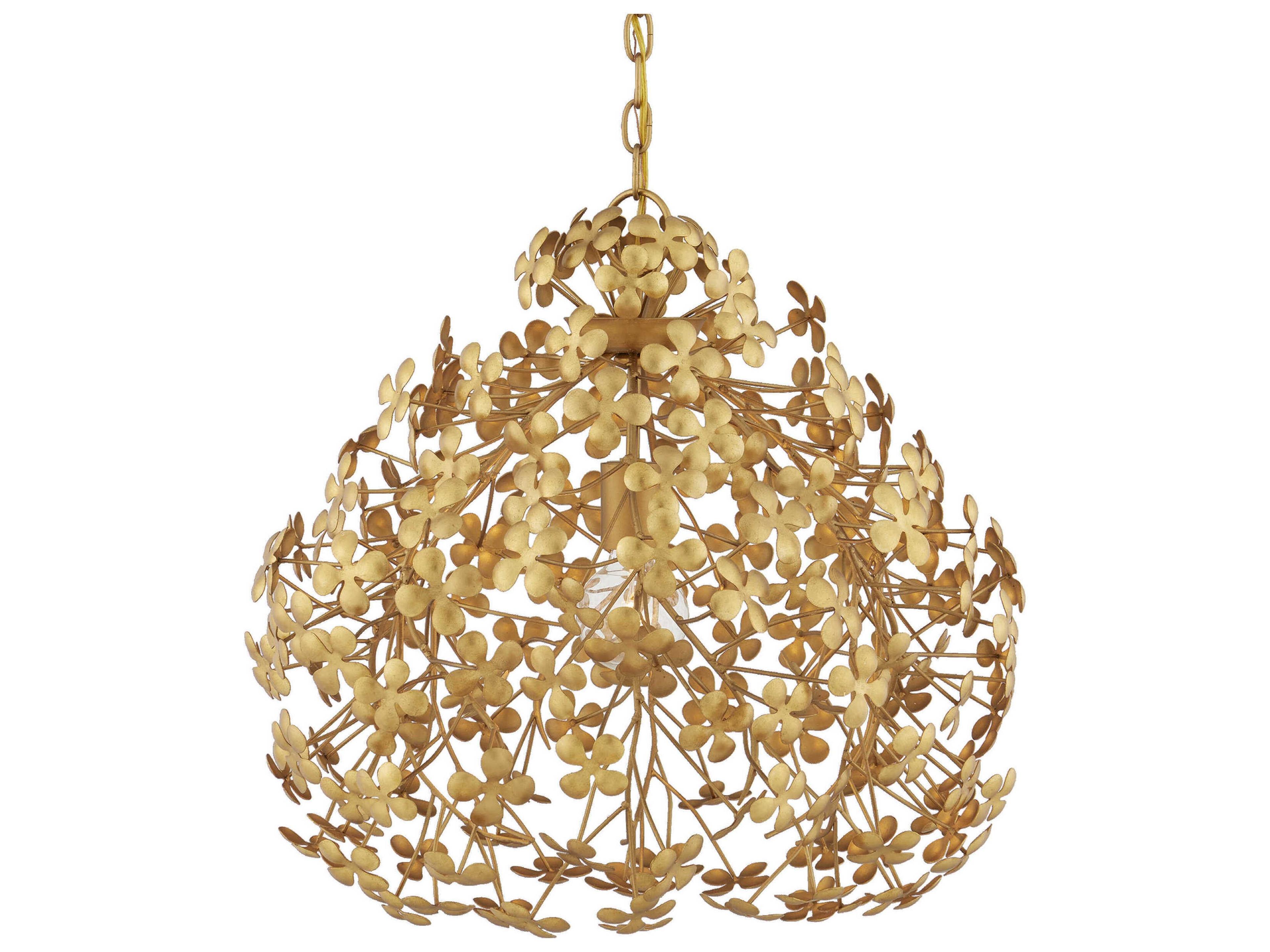 Currey & Company Cloverfield 1-Light Contemporary Gold Leaf Pendant