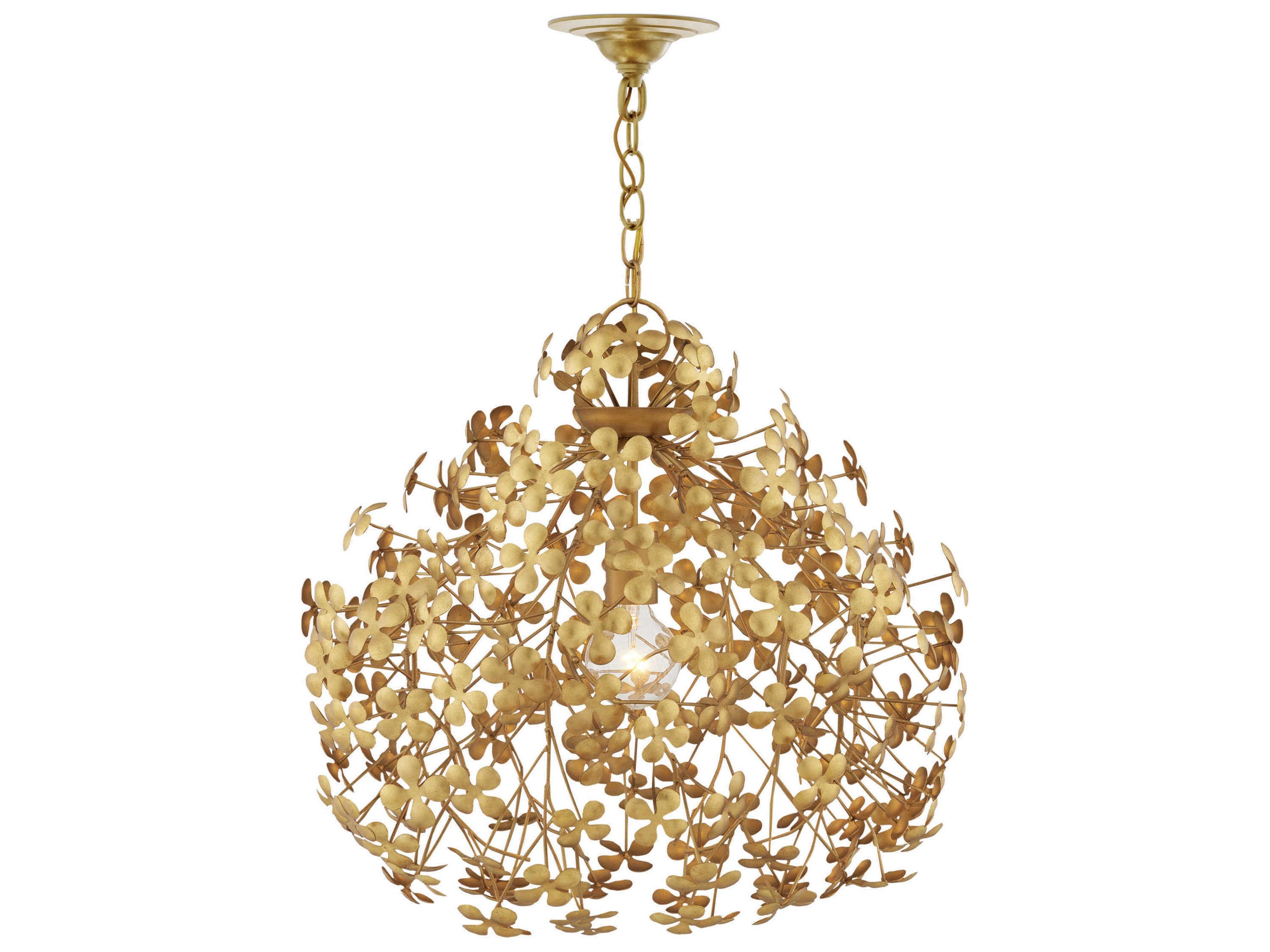 Currey & Company Cloverfield 1-Light Contemporary Gold Leaf Pendant