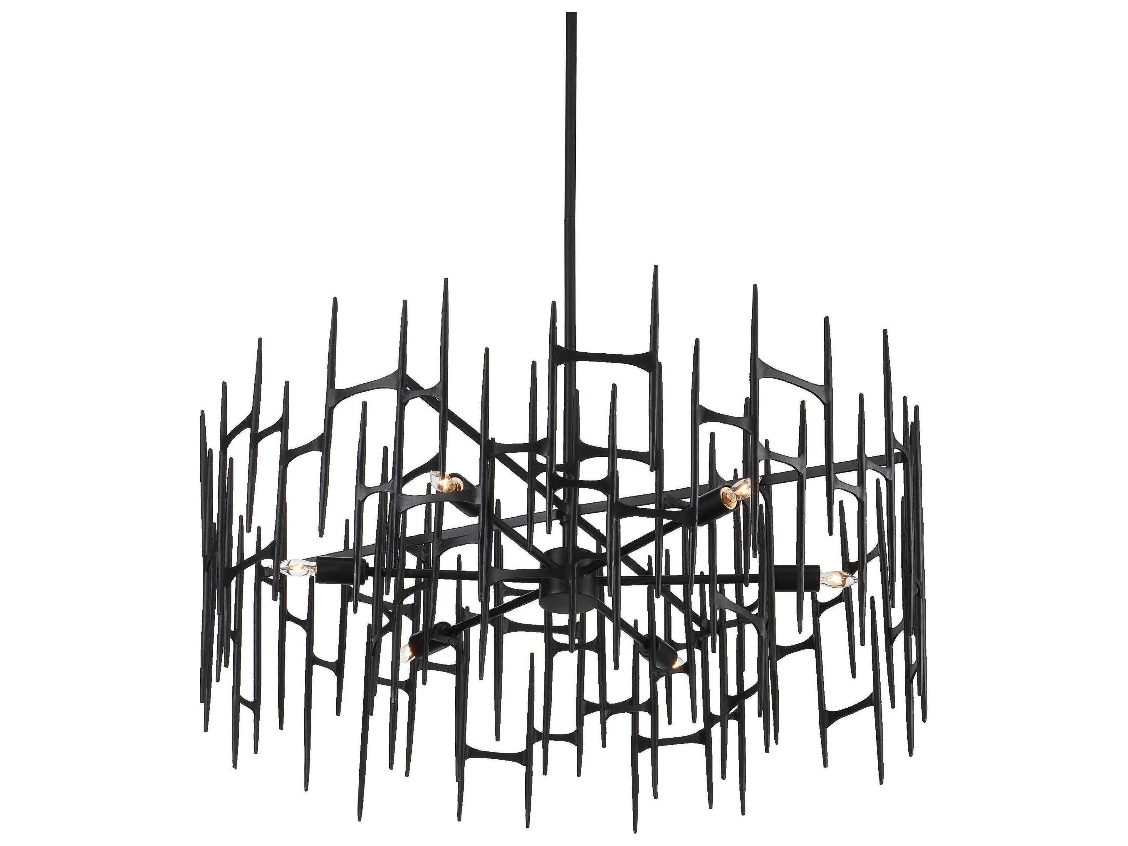 Currey & Company Attingham 6-Light Satin Black Chandelier
