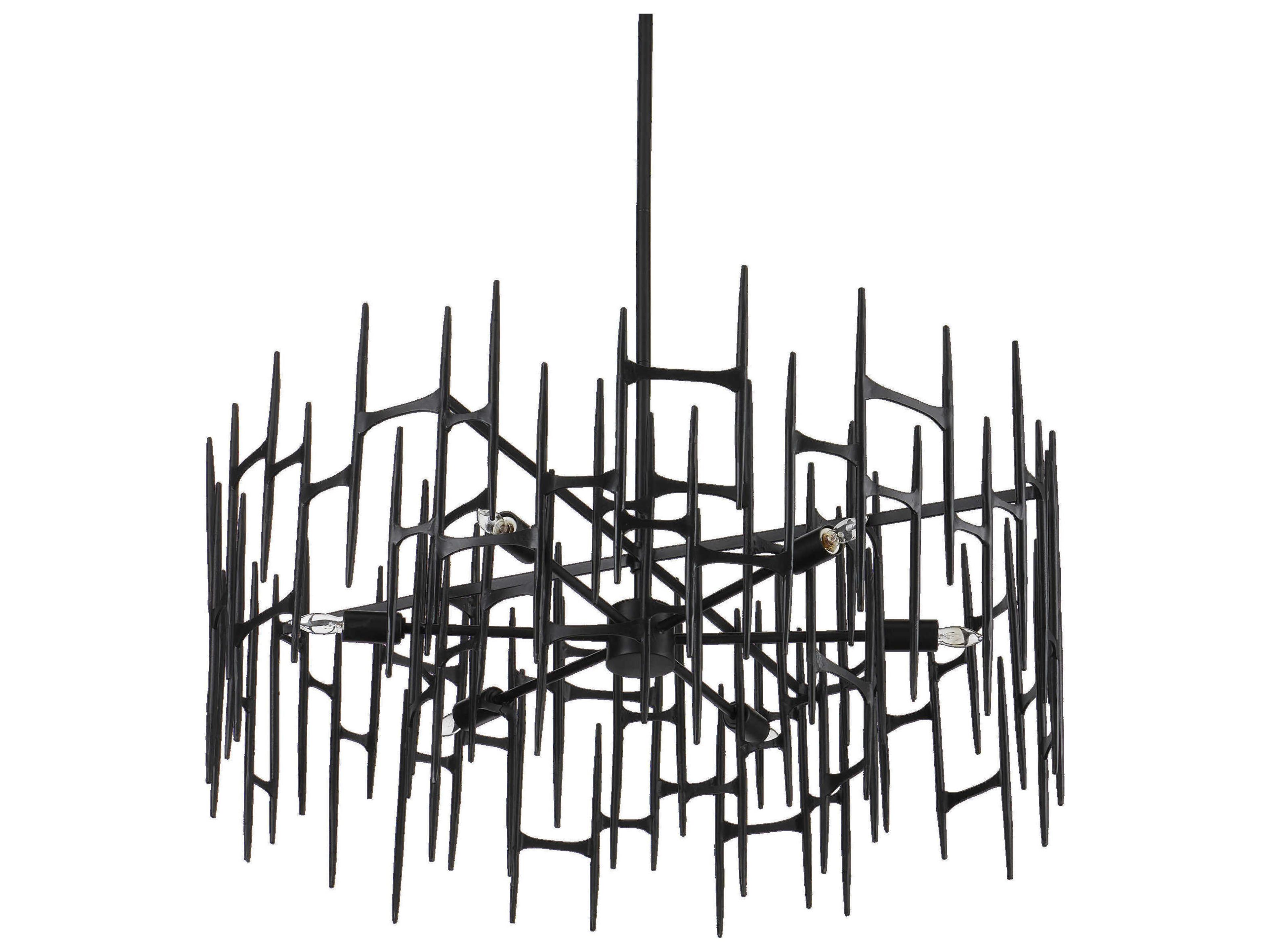 Currey & Company Attingham 6-Light Satin Black Chandelier
