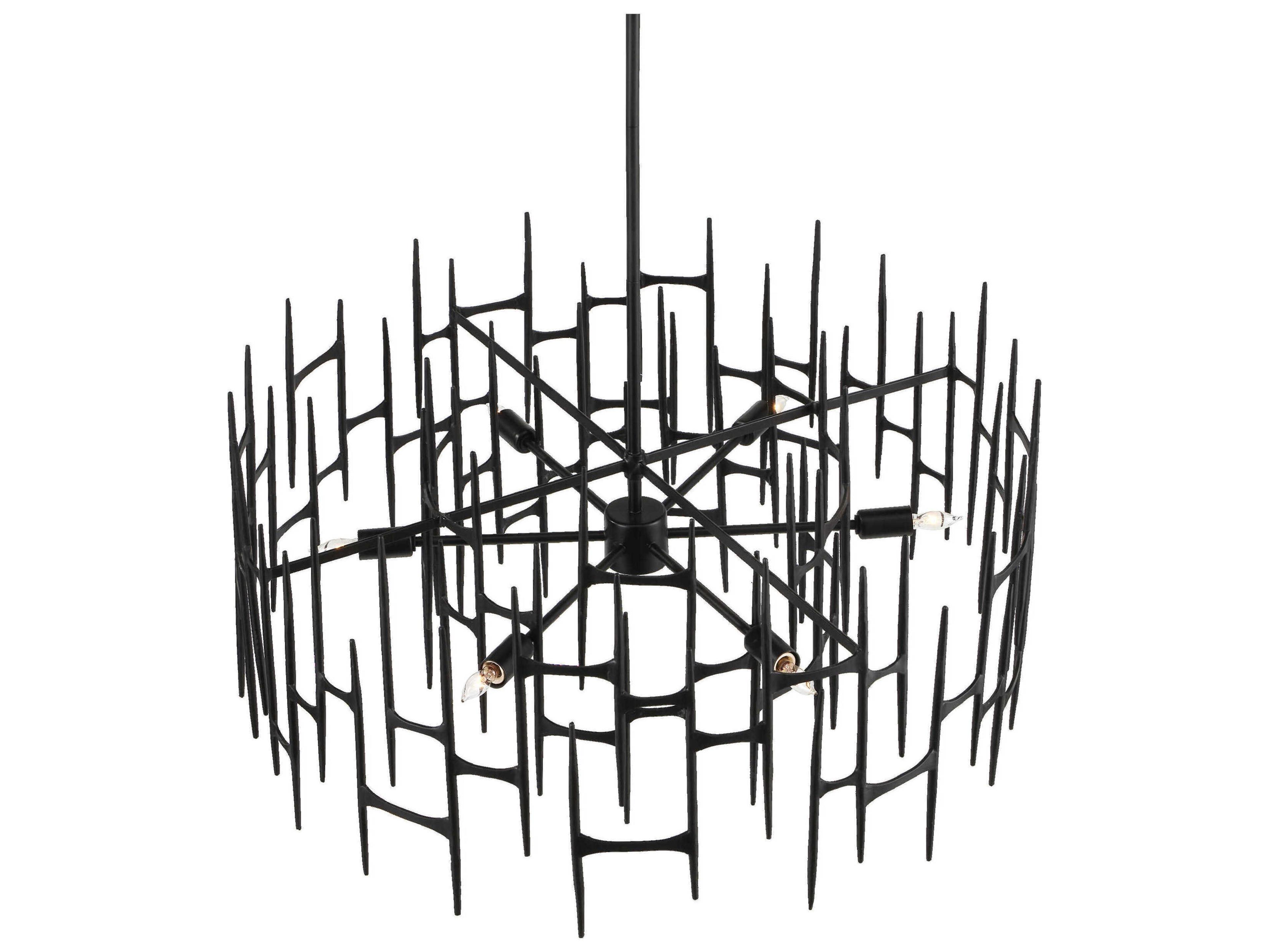 Currey & Company Attingham 6-Light Satin Black Chandelier