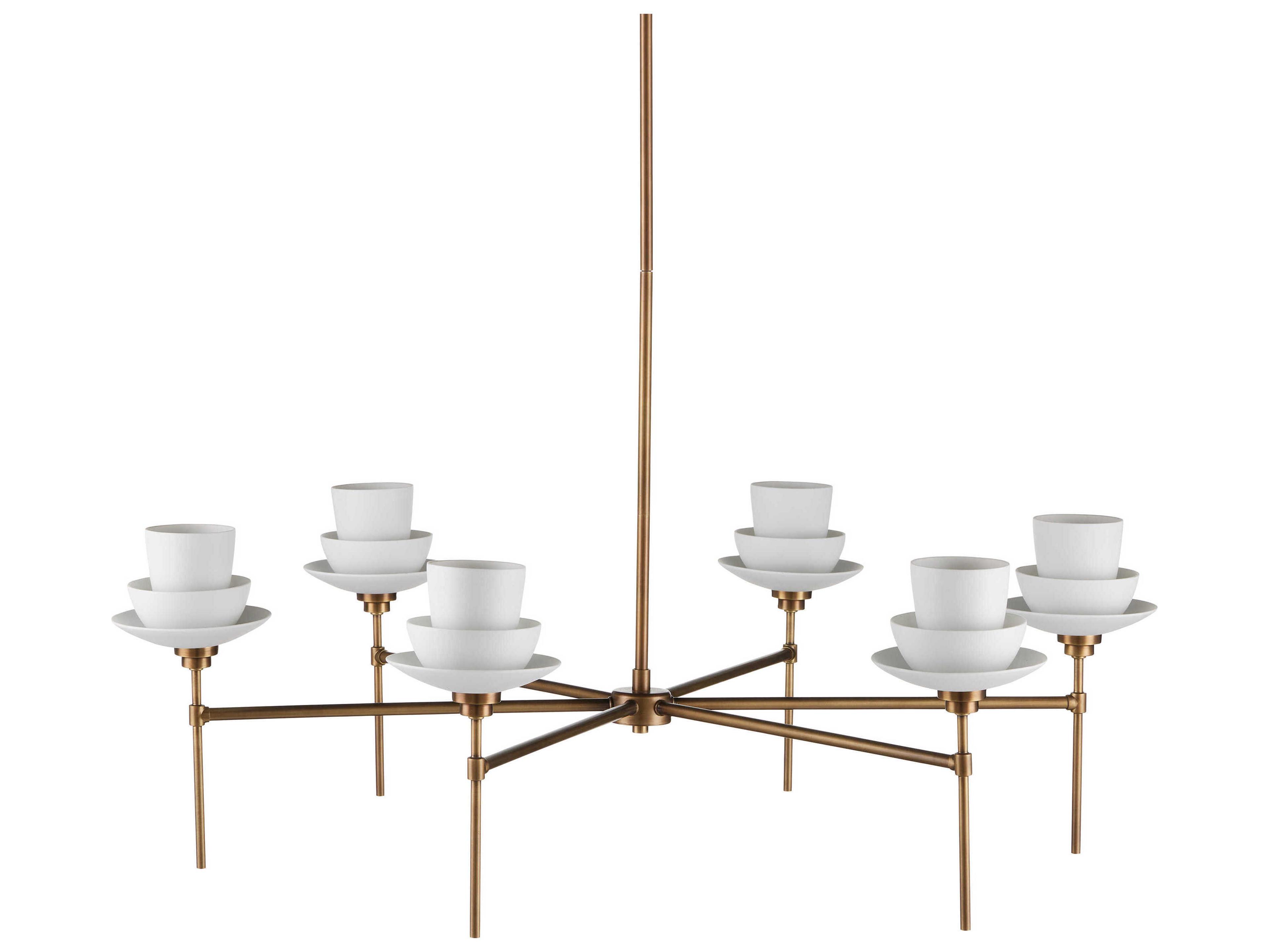 Currey & Company Etiquette 6-Light Antique Brass White Chandelier