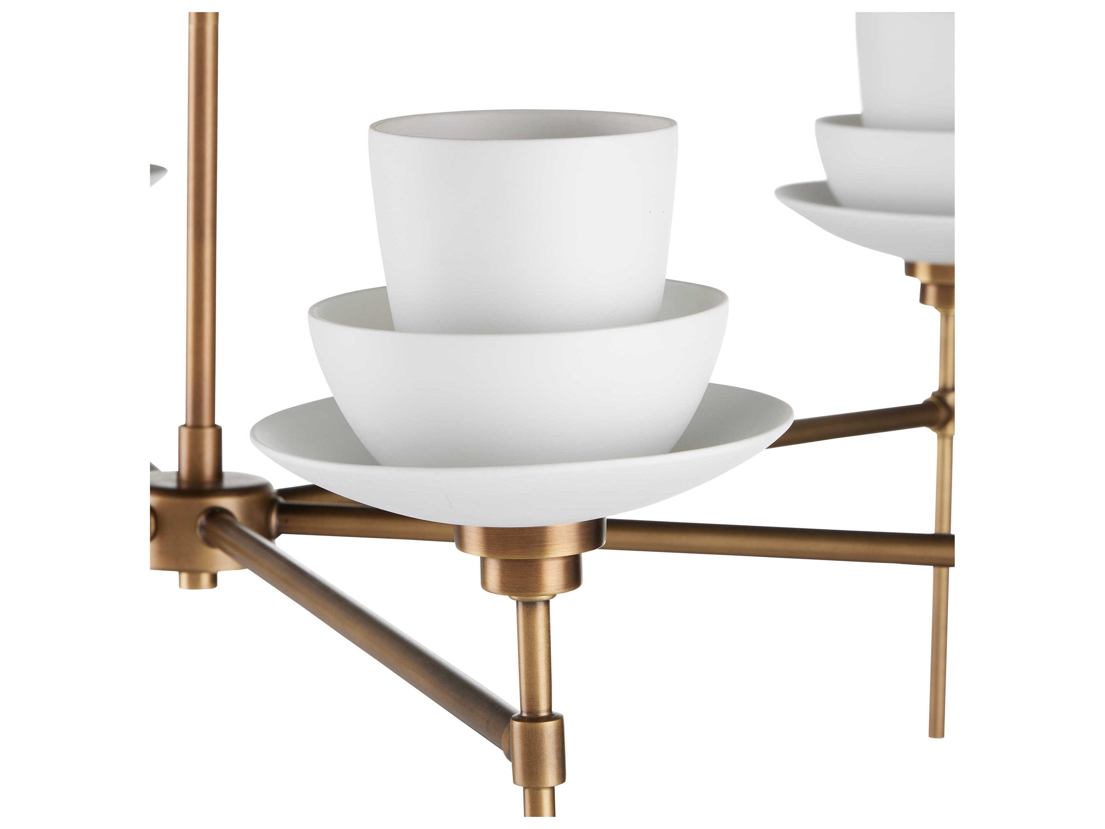 Currey & Company Etiquette 6-Light Antique Brass White Chandelier