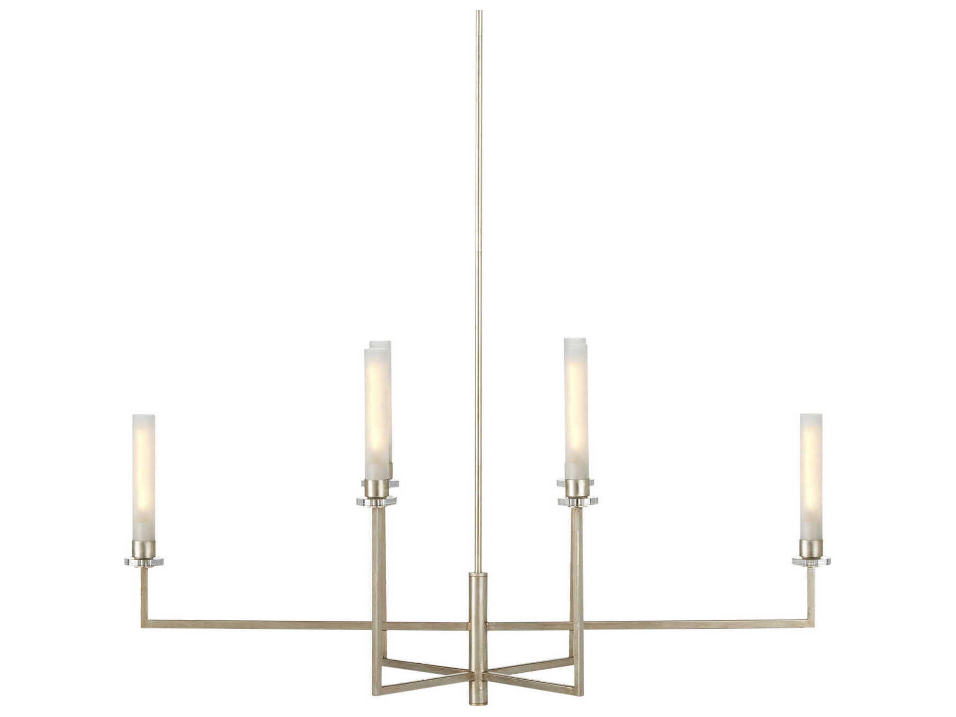 Courante 6-Light Champagne Frosted White Silver Glass Cylinder Island Pendant