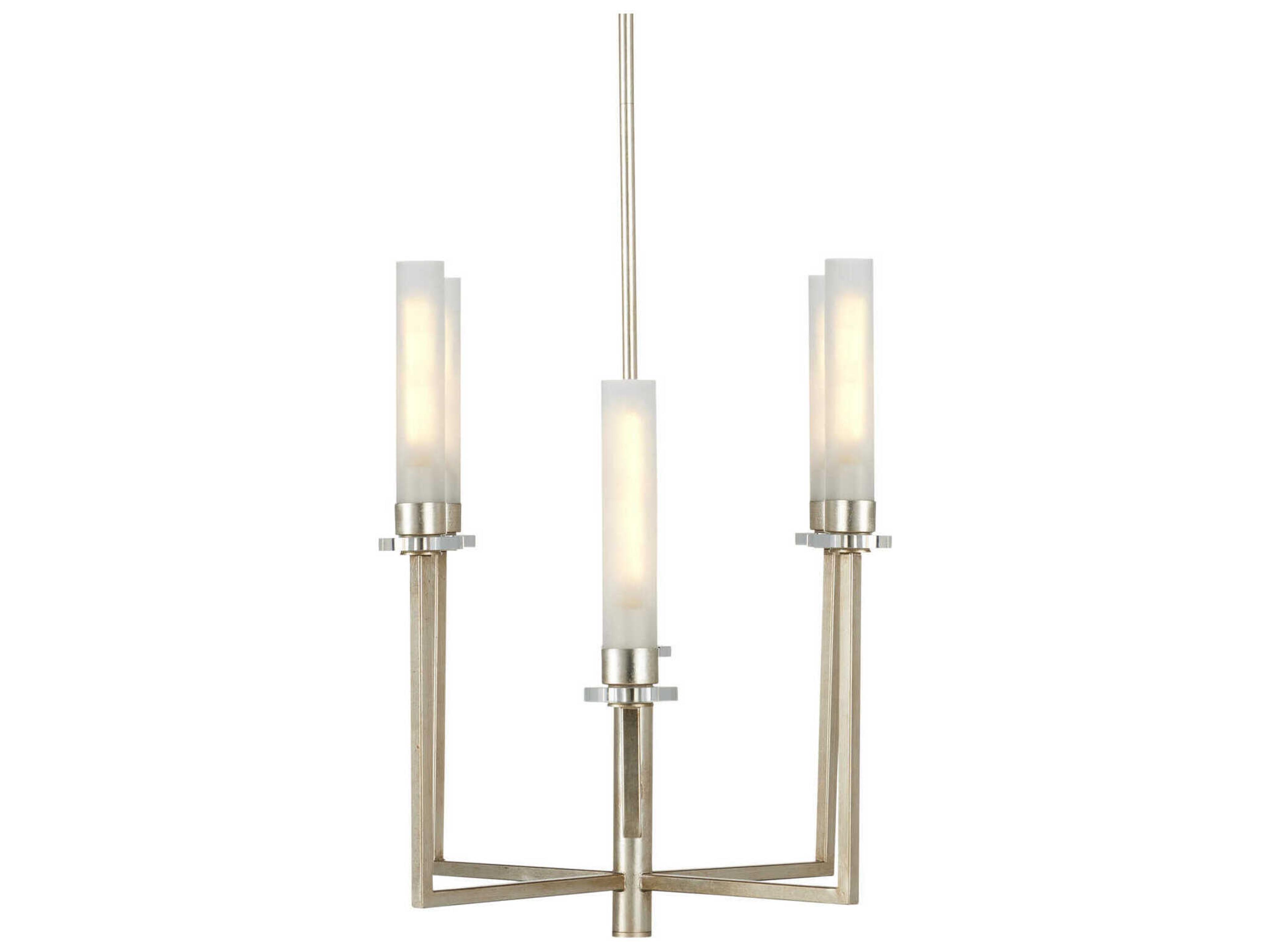 Currey & Company Courante 6-Light Champagne Frosted White Silver Glass Cylinder Island Pendant