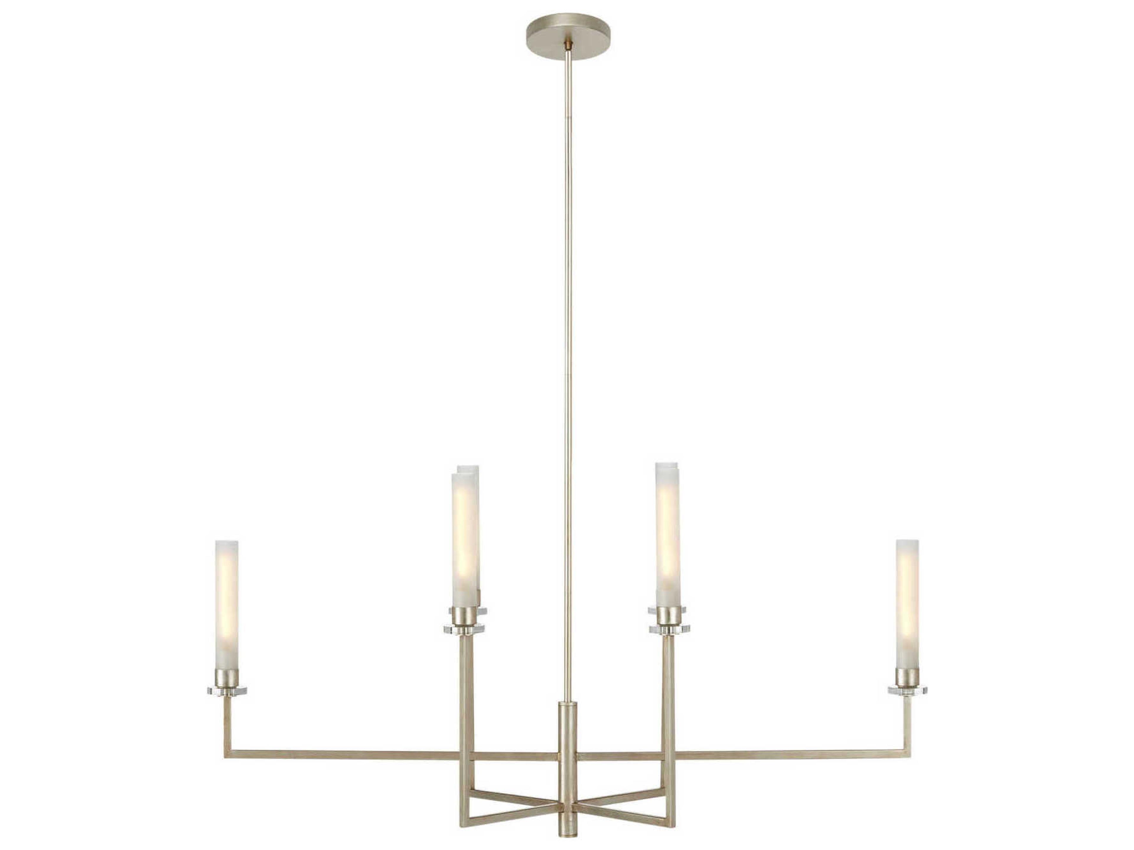 Currey & Company Courante 6-Light Champagne Frosted White Silver Glass Cylinder Island Pendant