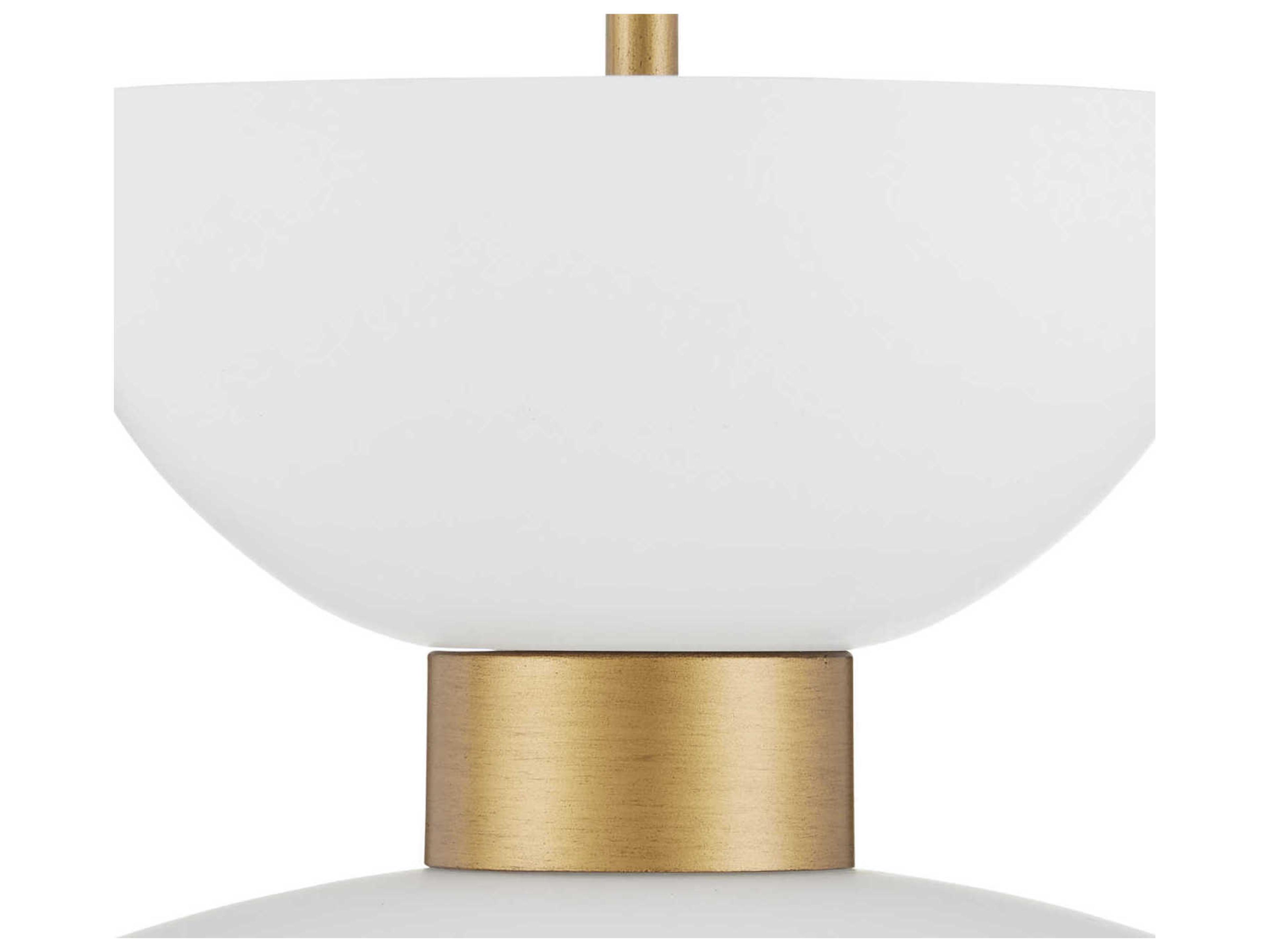 Currey & Company Zevio 1-Light Antique Brass White Opaque Glass Pendant