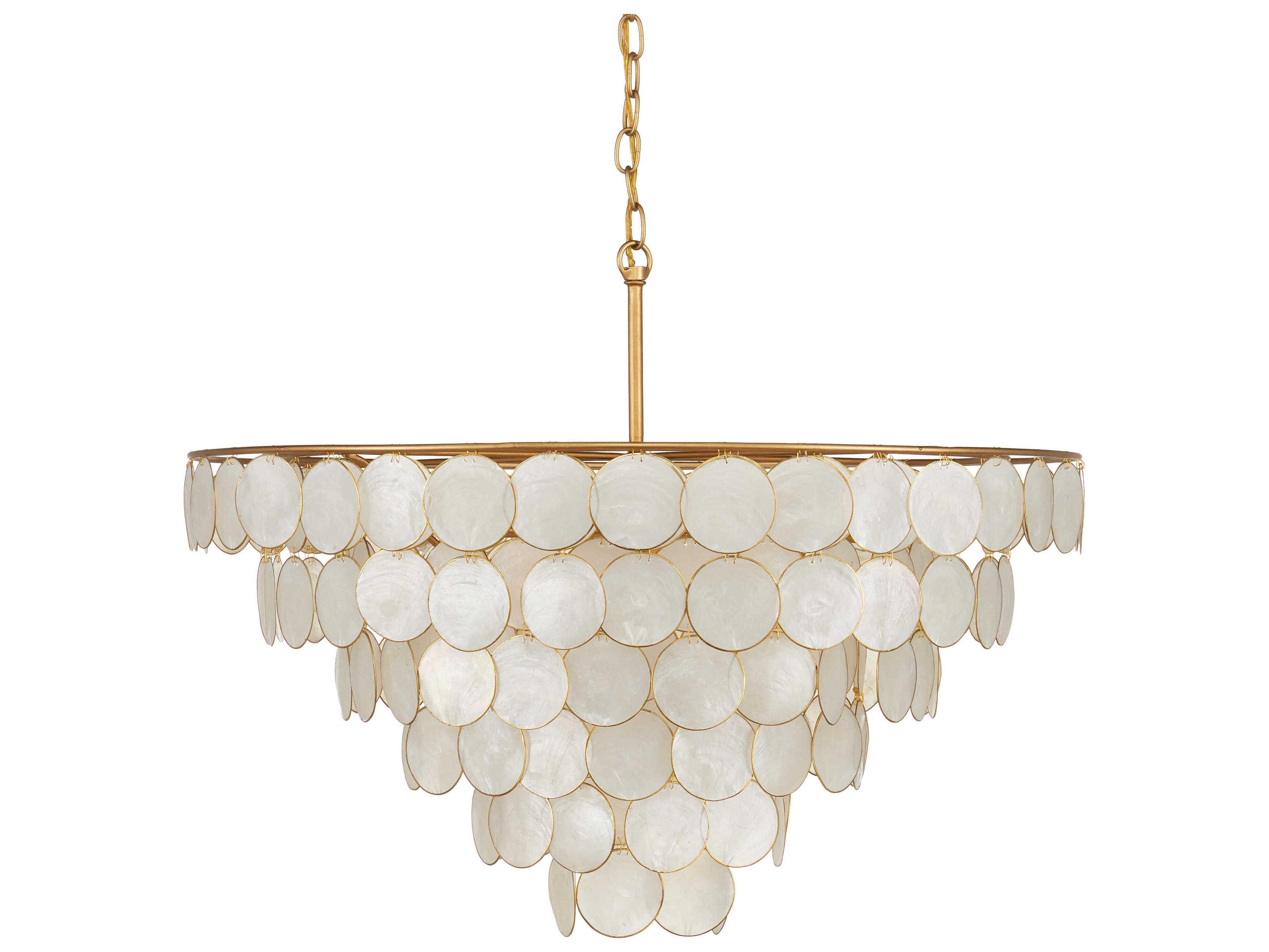 Currey & Company Bon Vivant 5-Light Natural Contemporary Gold Tiered Semi Flush Mount