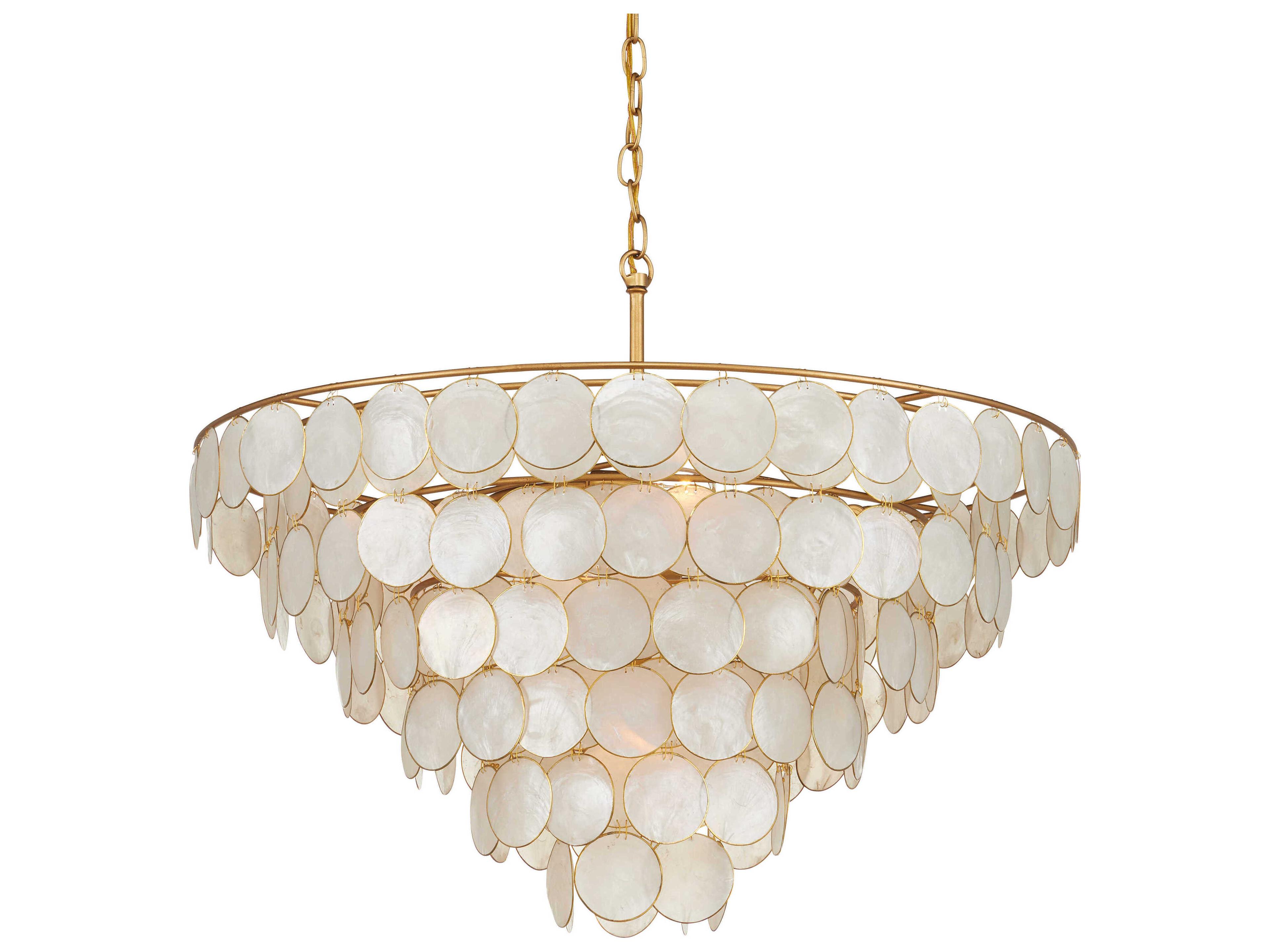 Currey & Company Bon Vivant 5-Light Natural Contemporary Gold Tiered Semi Flush Mount