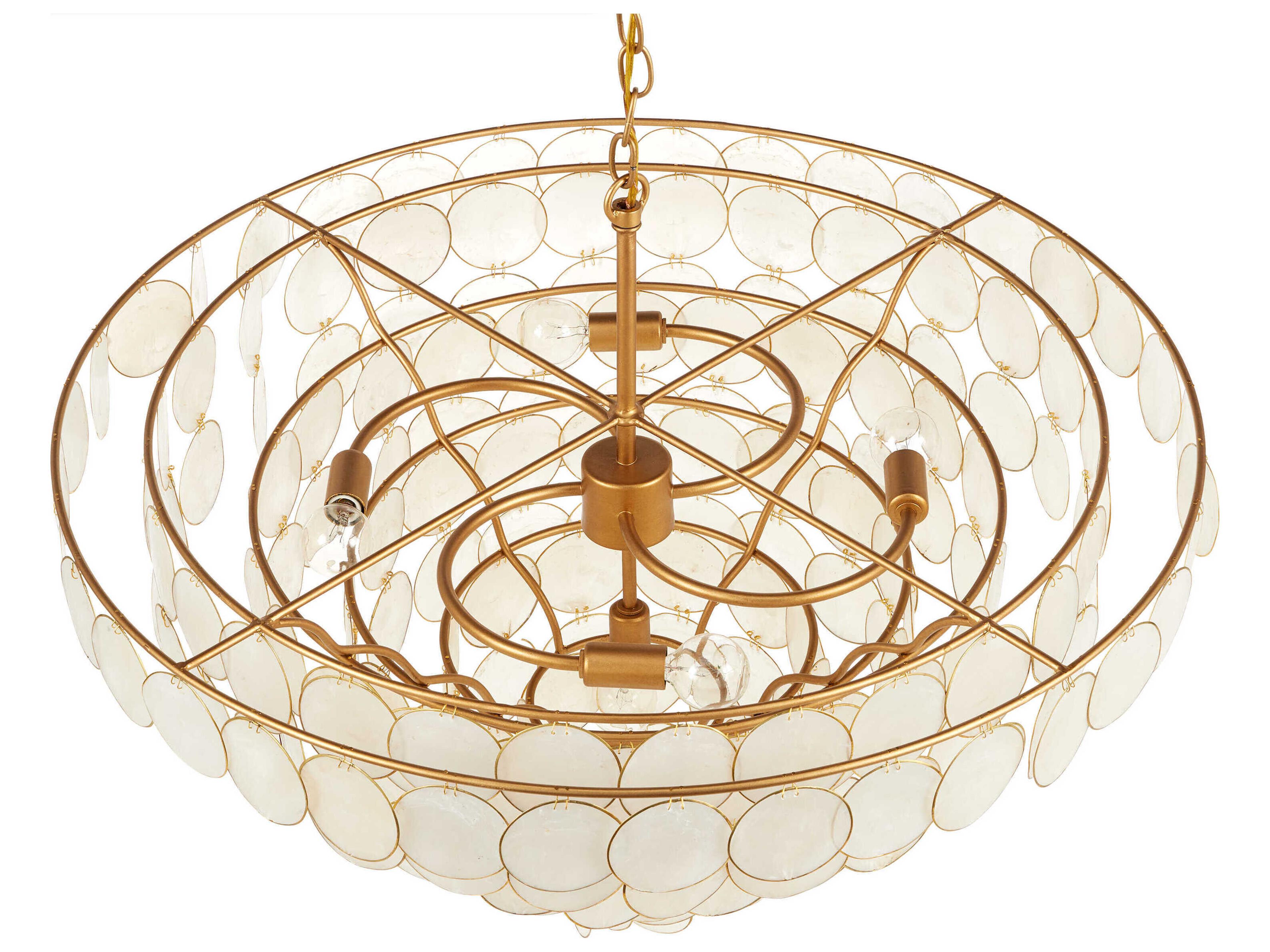 Currey & Company Bon Vivant 5-Light Natural Contemporary Gold Tiered Semi Flush Mount