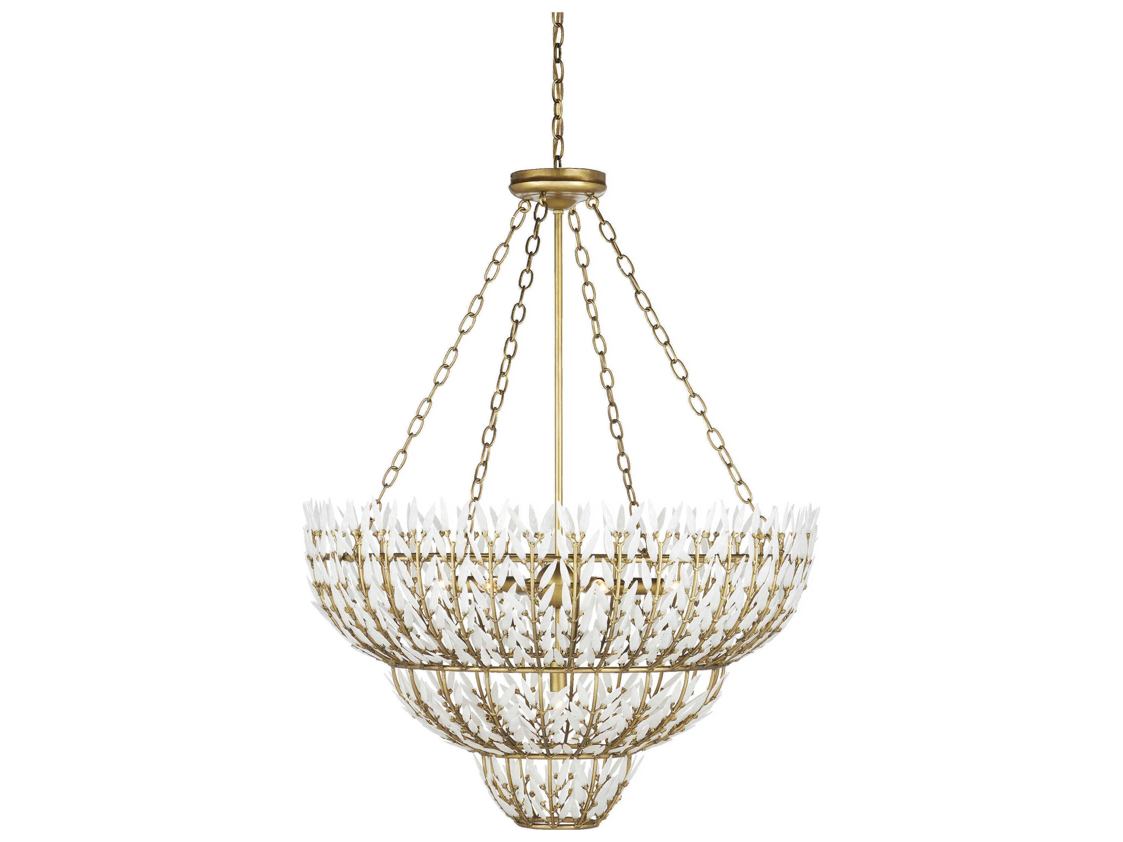 Currey & Company Magnum Opus 7-Light Brass White Glass Chandelier