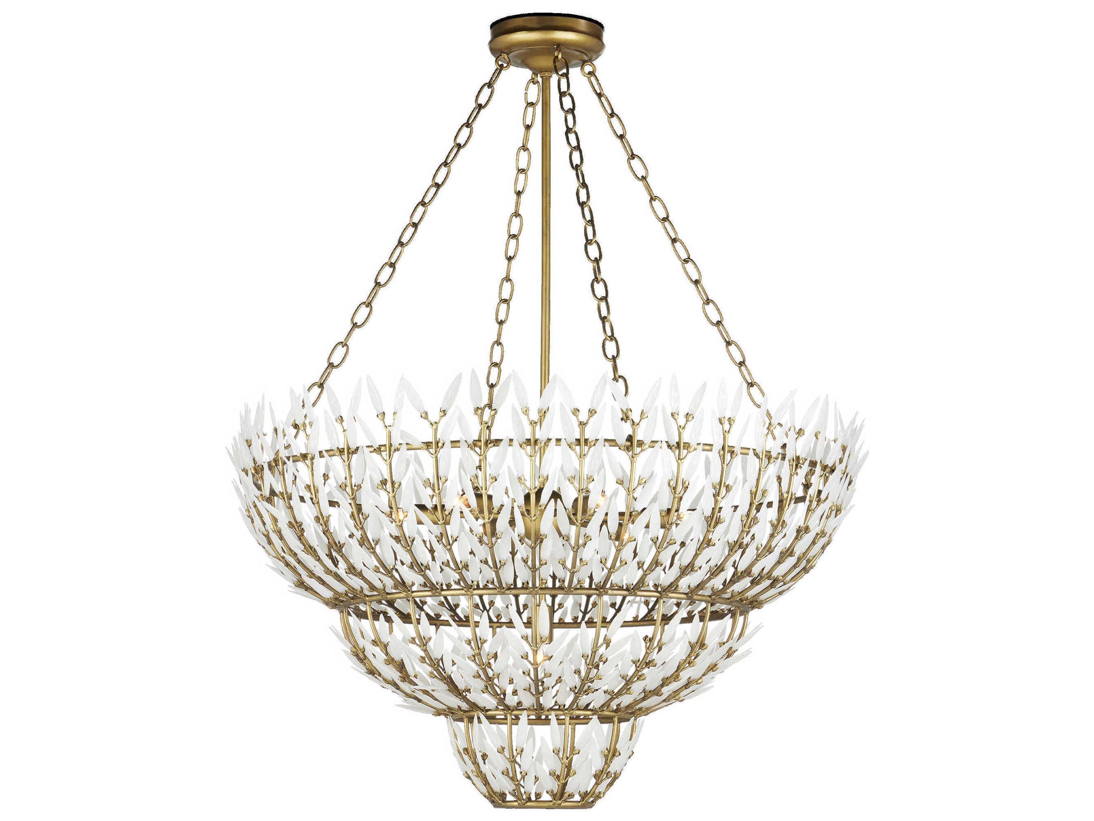 Currey & Company Magnum Opus 7-Light Brass White Glass Chandelier