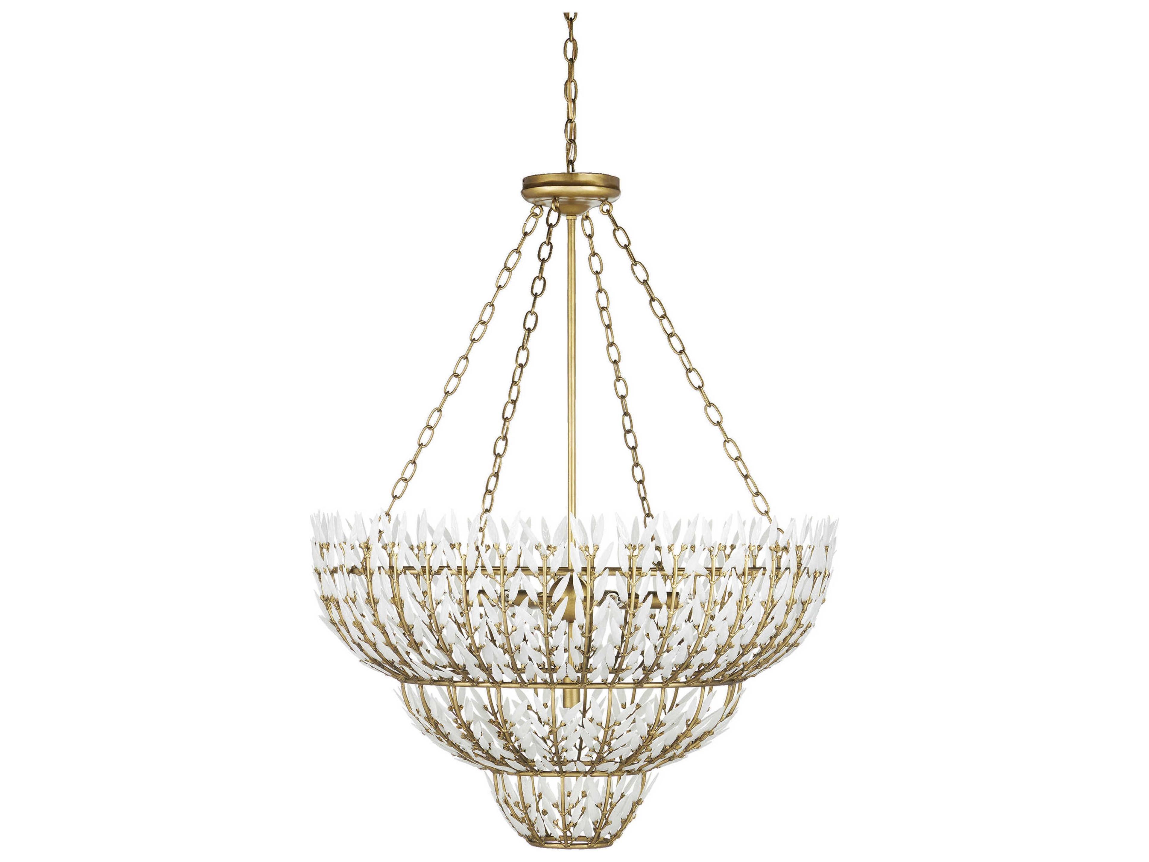 Currey & Company Magnum Opus 7-Light Brass White Glass Chandelier