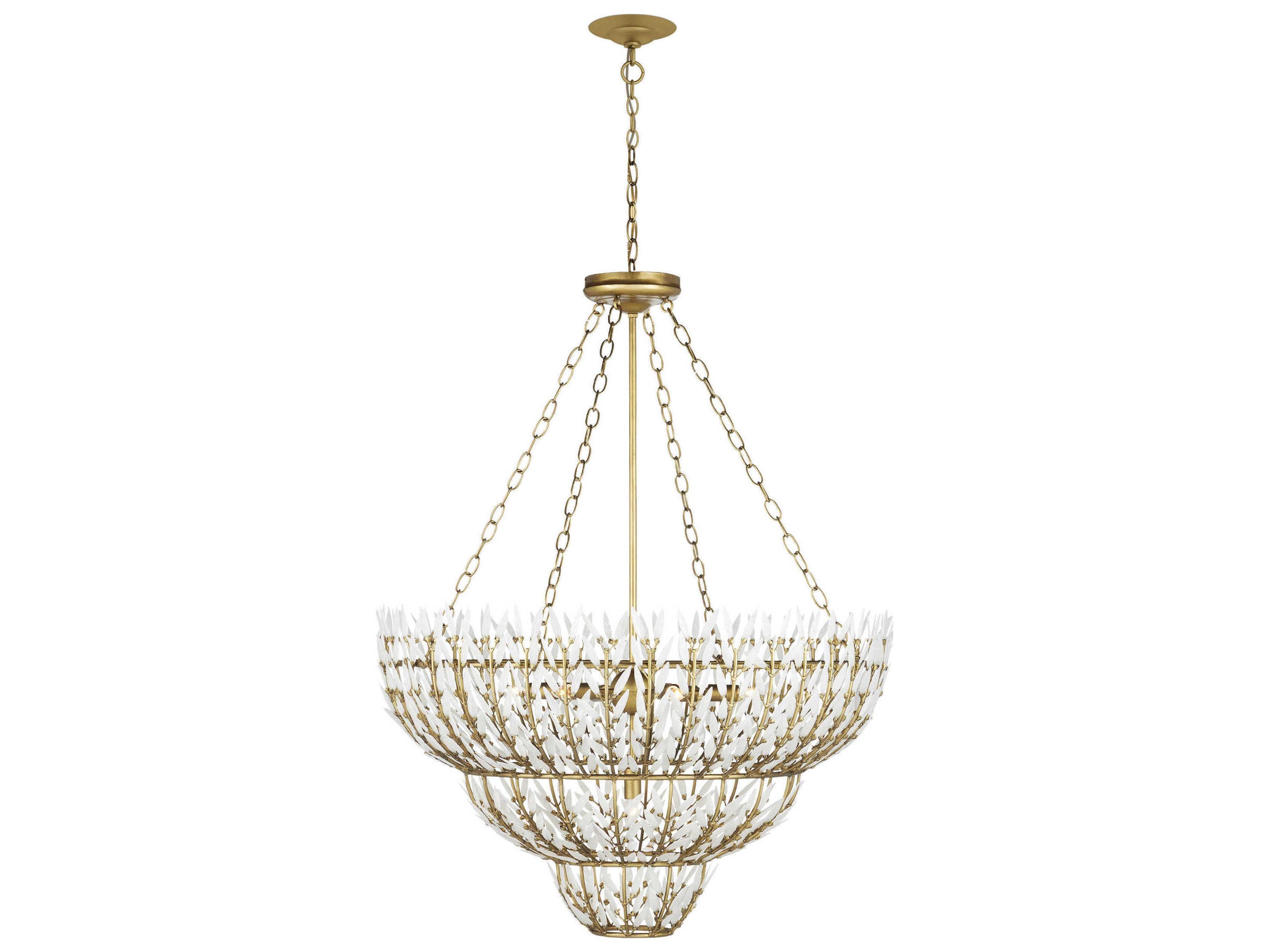 Currey & Company Magnum Opus 7-Light Brass White Glass Chandelier
