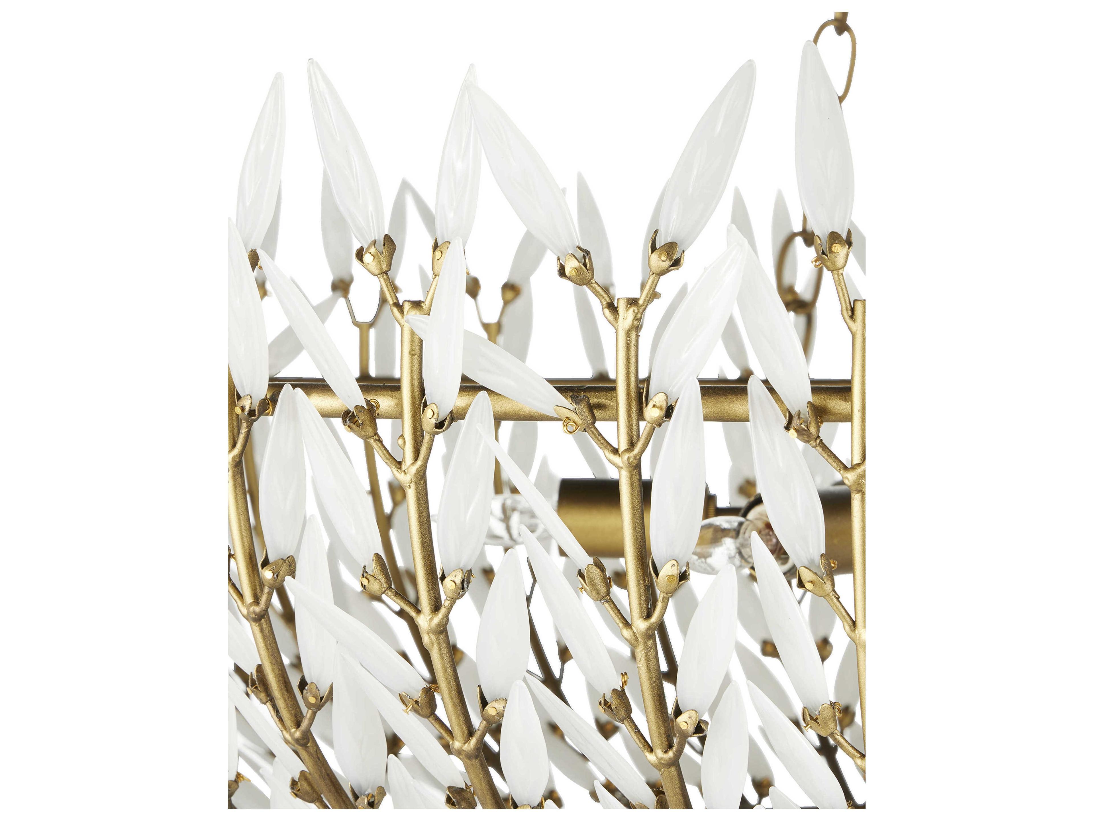 Currey & Company Magnum Opus 7-Light Brass White Glass Chandelier