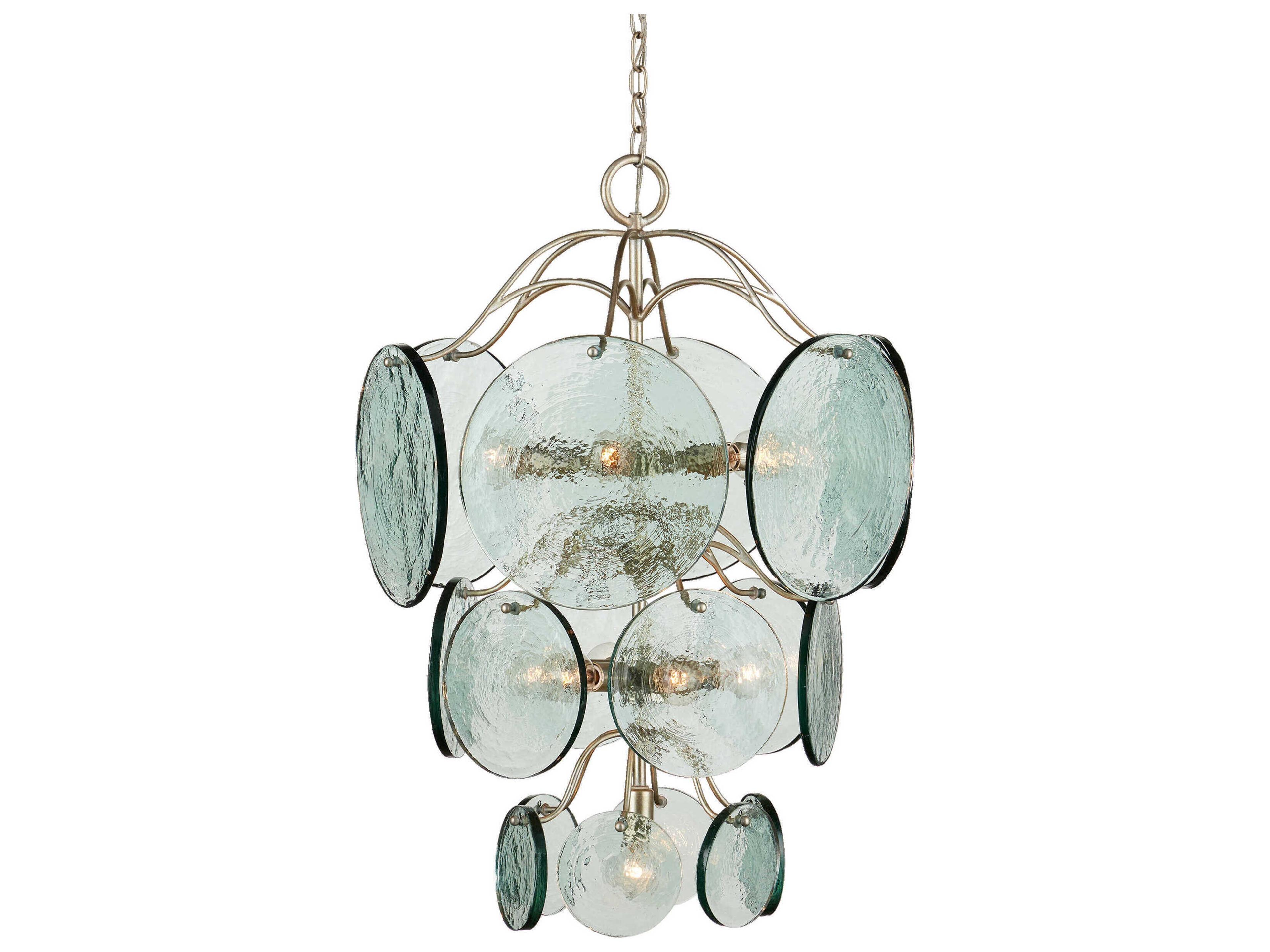 Currey & Company Rovigo 13-Light Clear Silver Leaf Tiered Chandelier