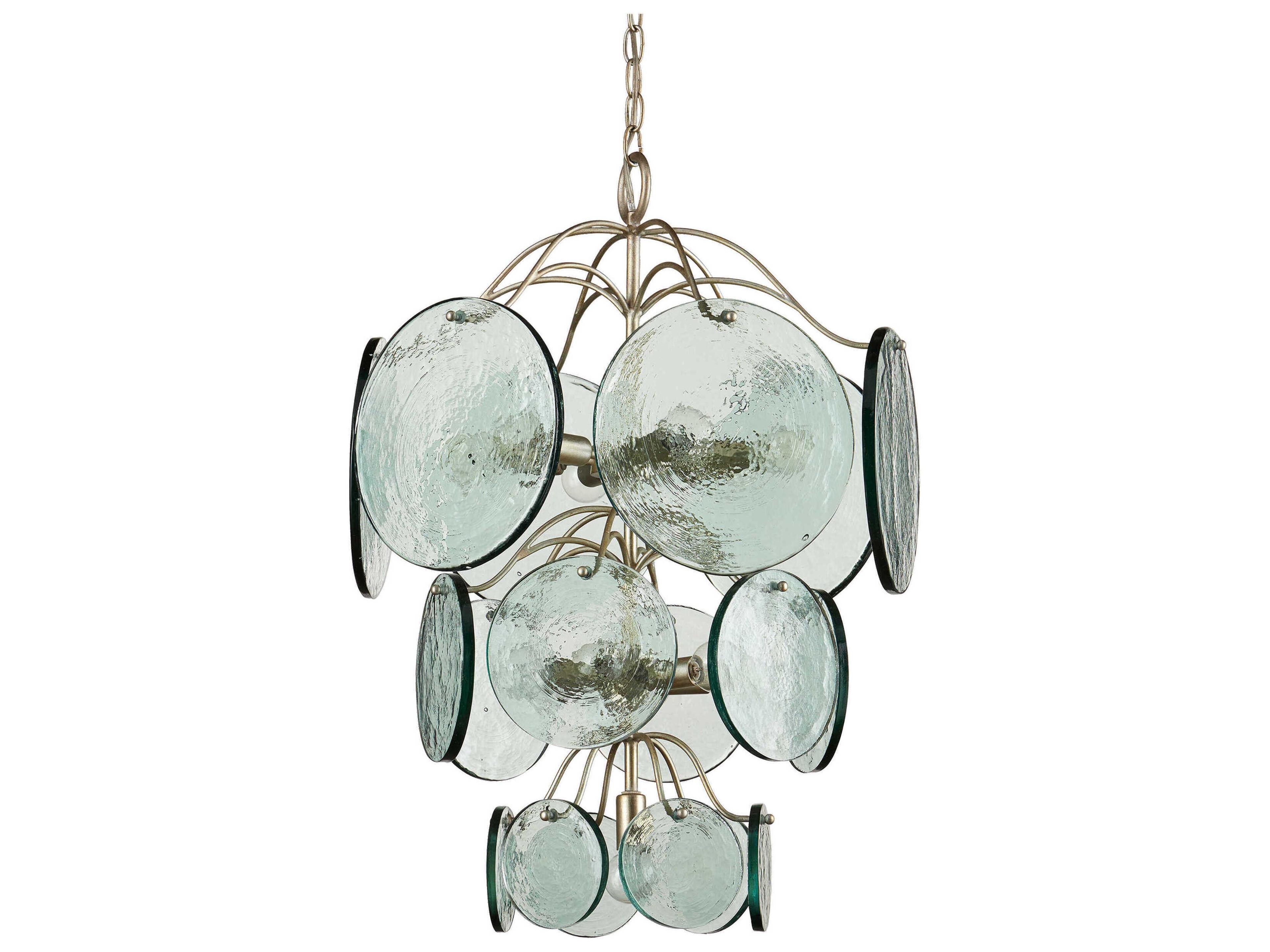 Currey & Company Rovigo 13-Light Clear Silver Leaf Tiered Chandelier