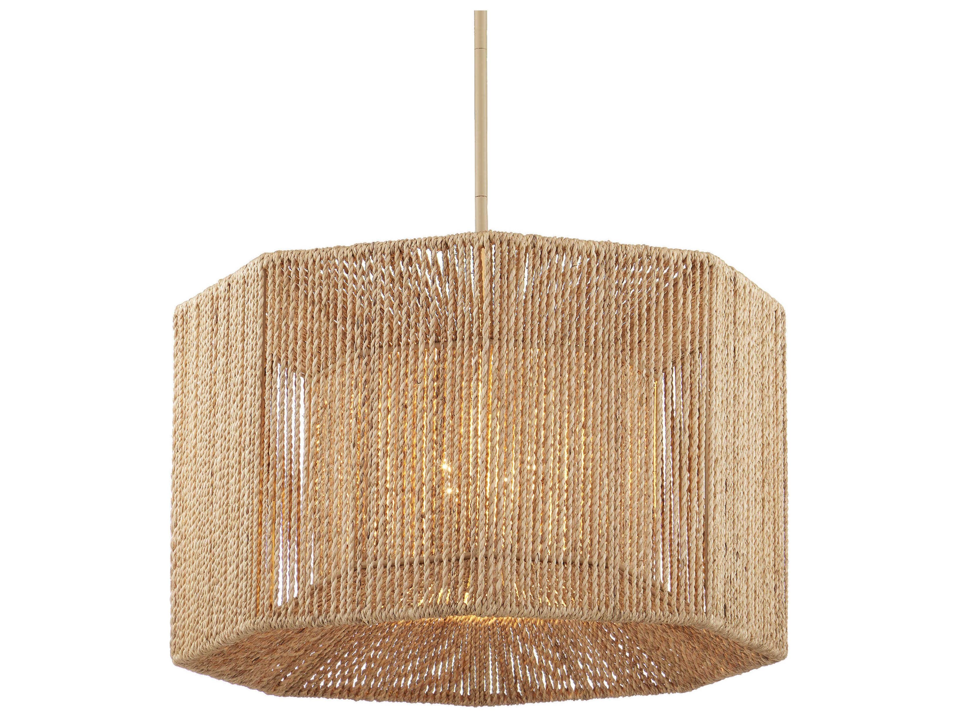 Currey & Company Mereworth 4-Light Beige Natural Brown Geometric Chandelier