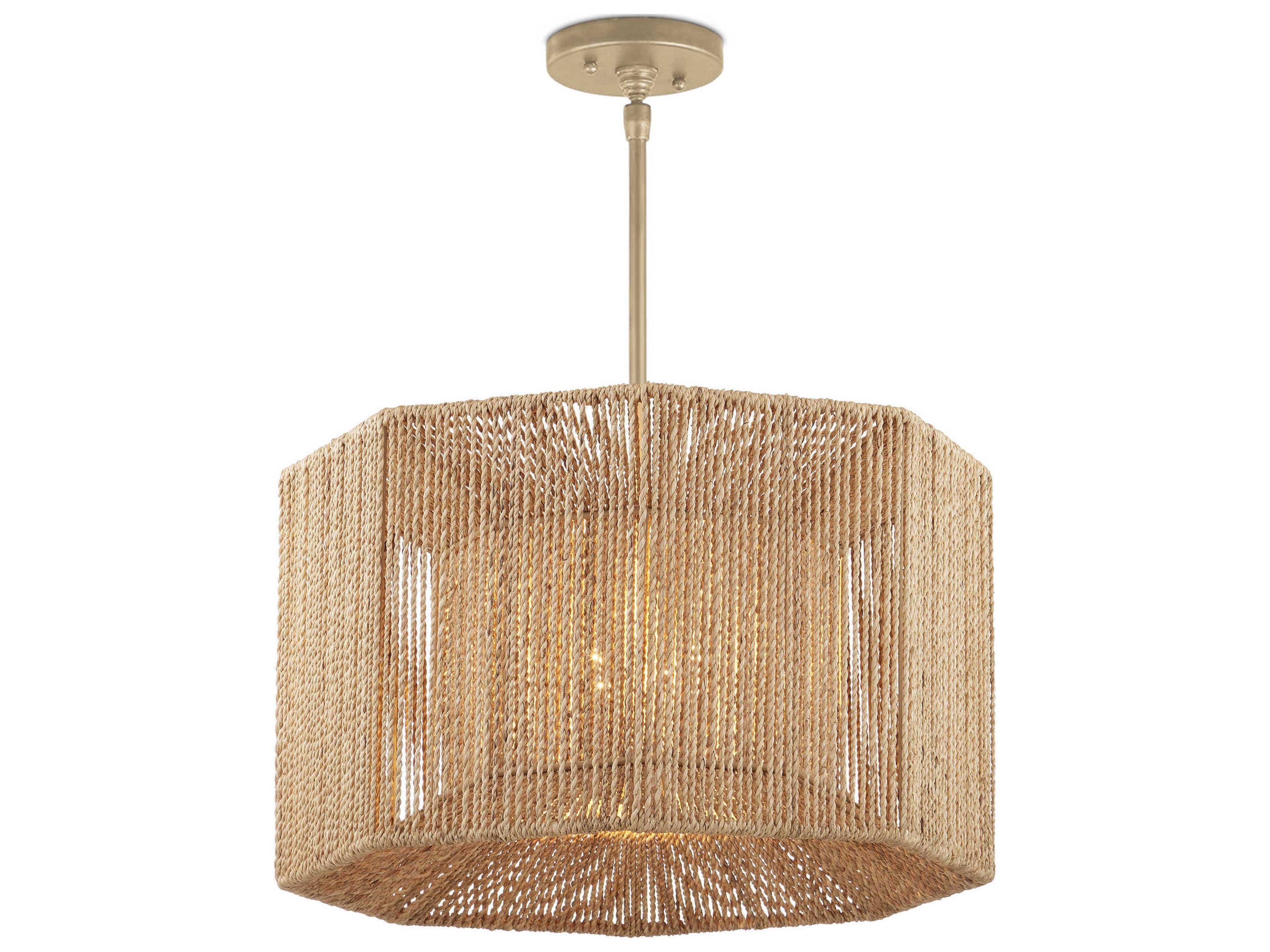 Currey & Company Mereworth 4-Light Beige Natural Brown Geometric Chandelier