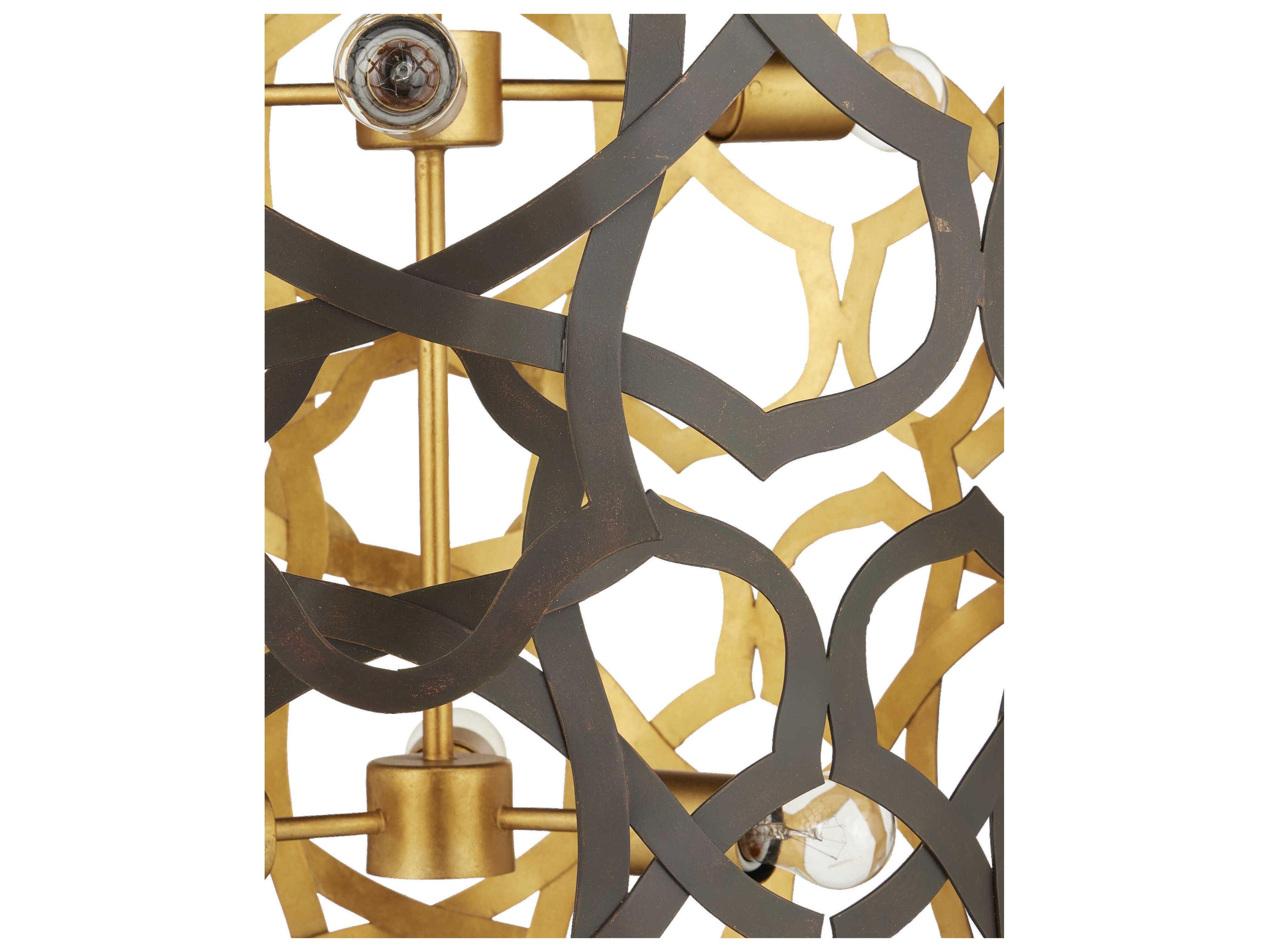Currey & Company Mauresque 6-Light Bronze Gold Contemporary Leaf Chandelier