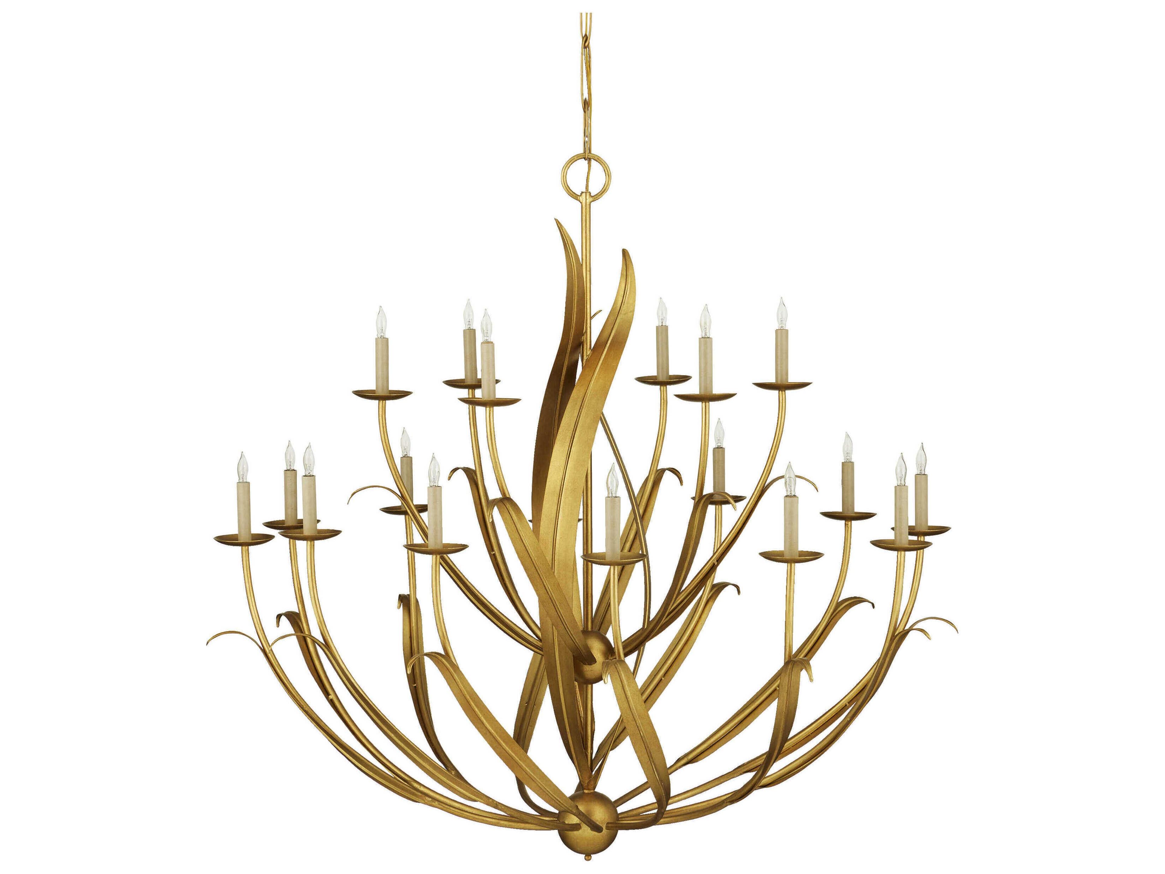 Currey & Company Menefee 18-Light8-Light Antique Gold Leaf Candelabra Chandelier