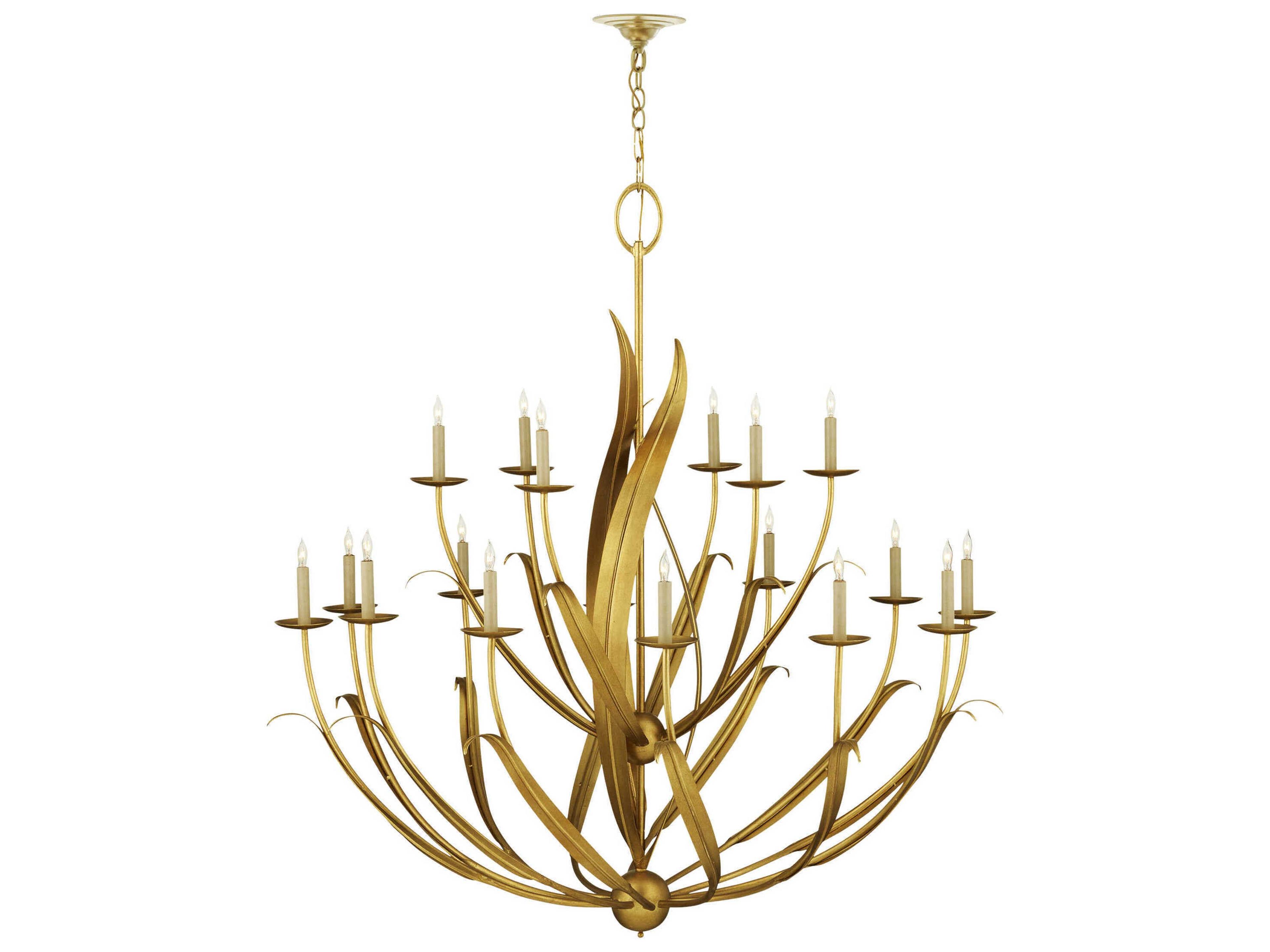 Currey & Company Menefee 18-Light8-Light Antique Gold Leaf Candelabra Chandelier