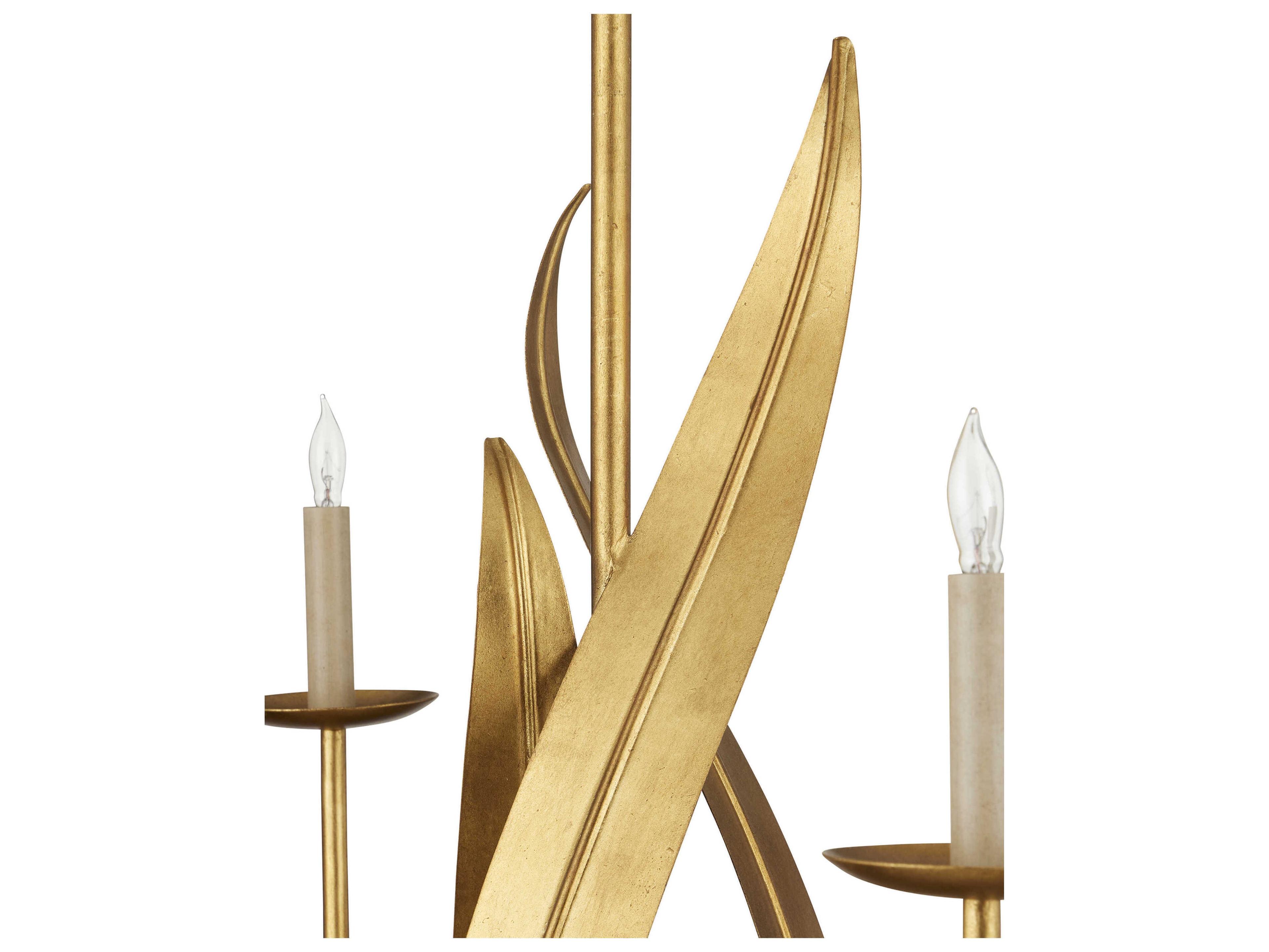 Currey & Company Menefee 18-Light8-Light Antique Gold Leaf Candelabra Chandelier