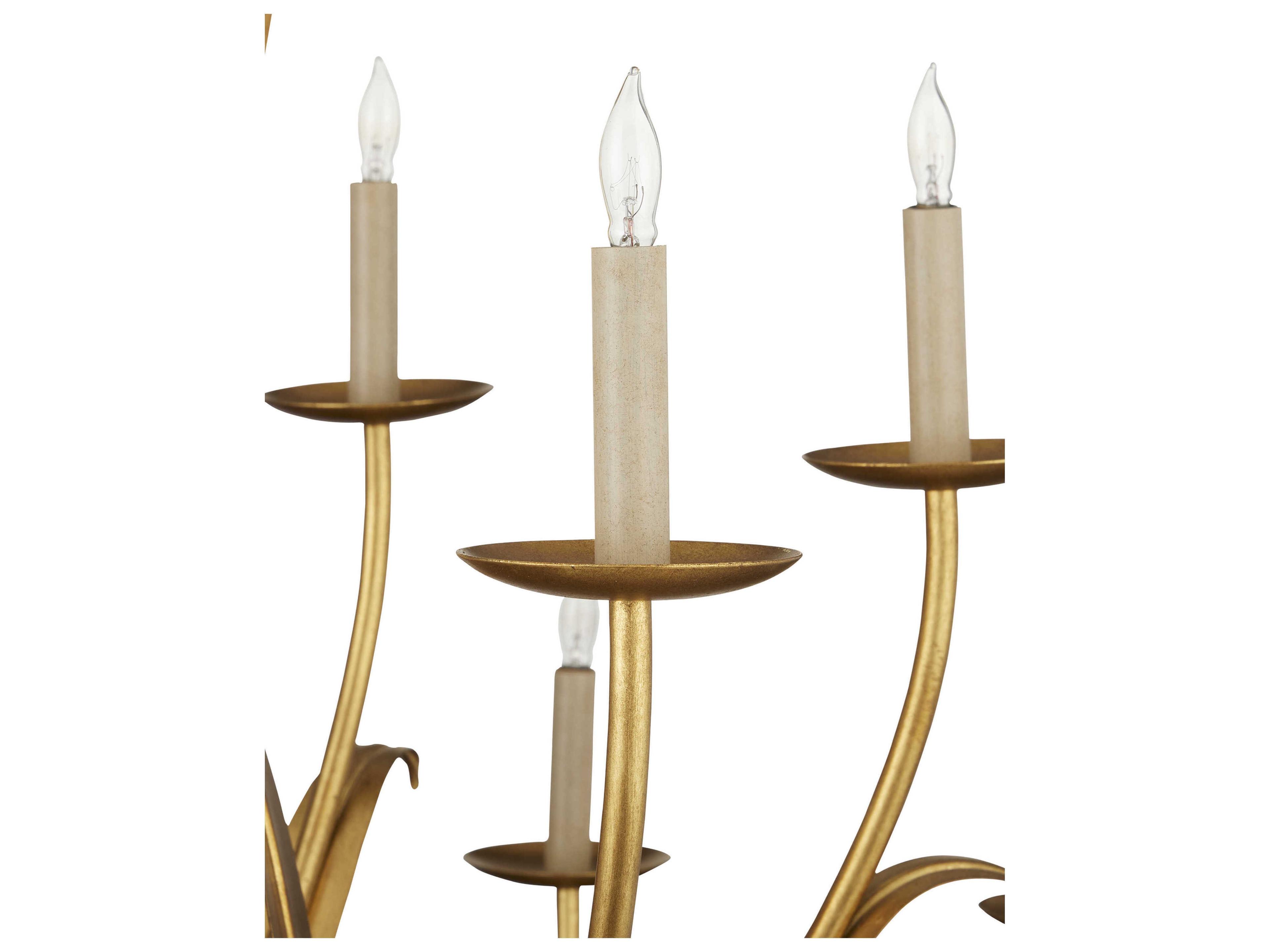 Currey & Company Menefee 18-Light8-Light Antique Gold Leaf Candelabra Chandelier