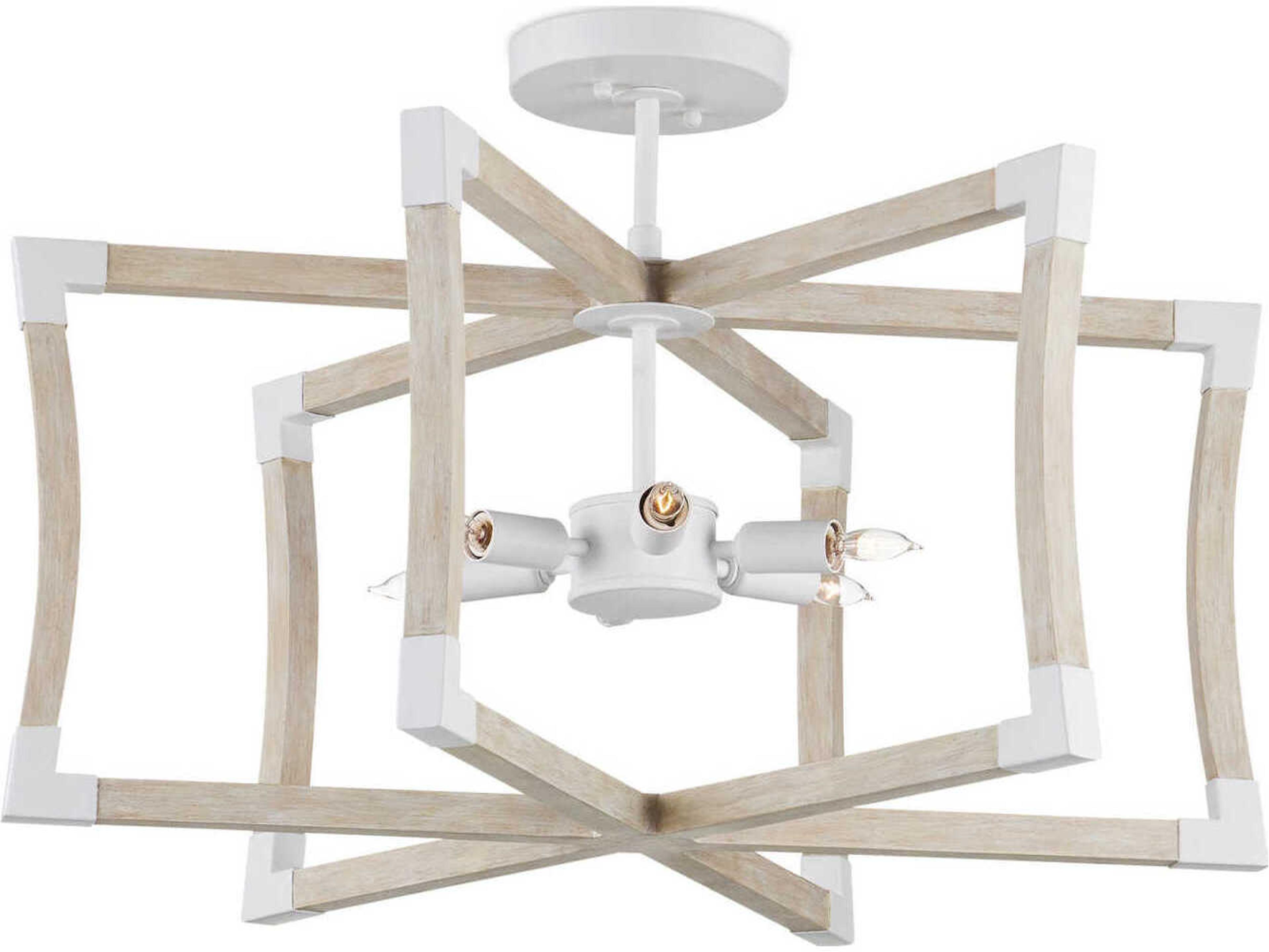 Currey & Company Bastian 6-Light Sugar White Sandstone Brown Geometric Pendant