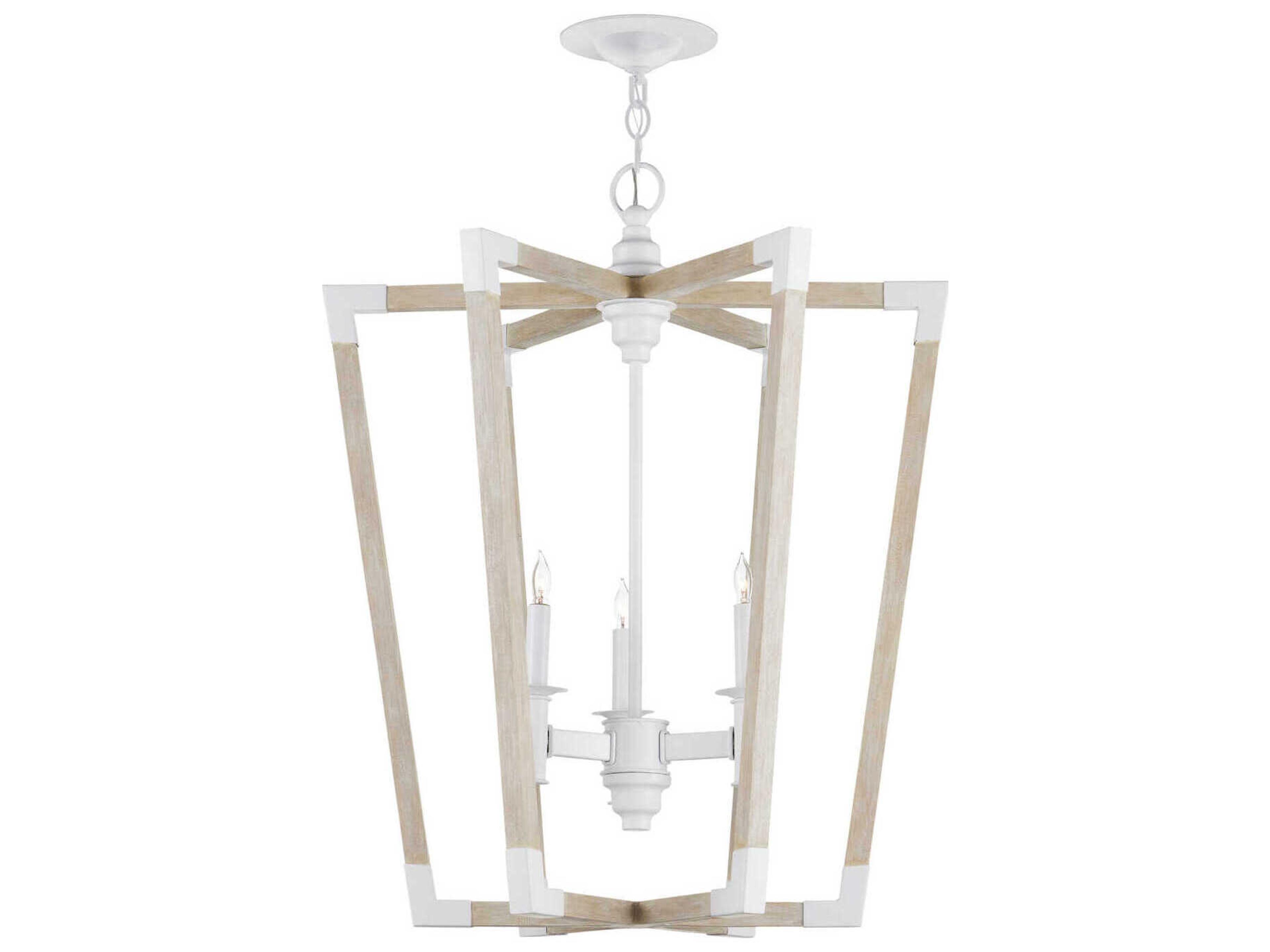 Currey & Company Bastian 3-Light Sugar White Sandstone Brown Geometric Pendant