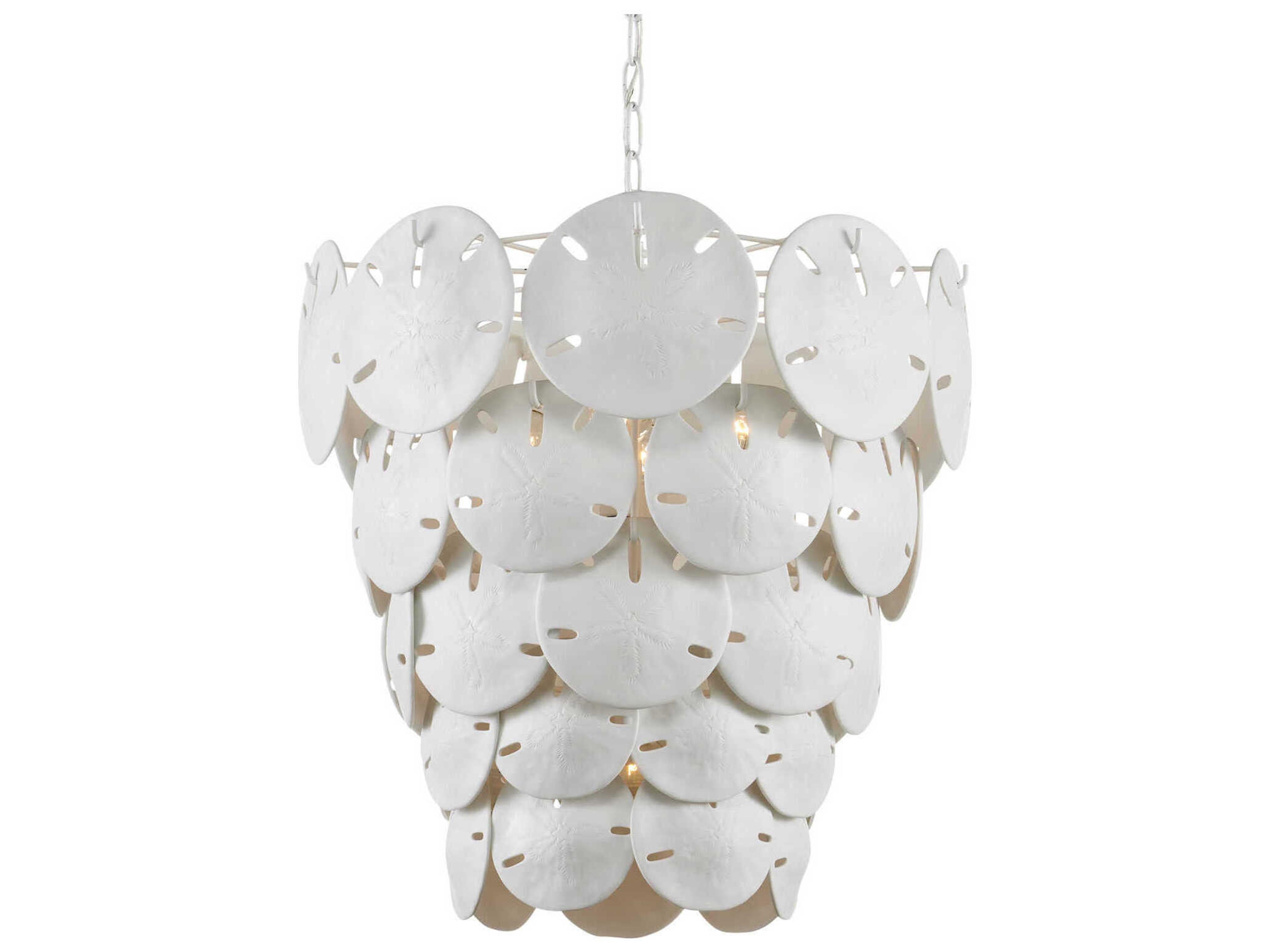 Currey & Company Tulum 5-Light Sugar White Tiered Chandelier