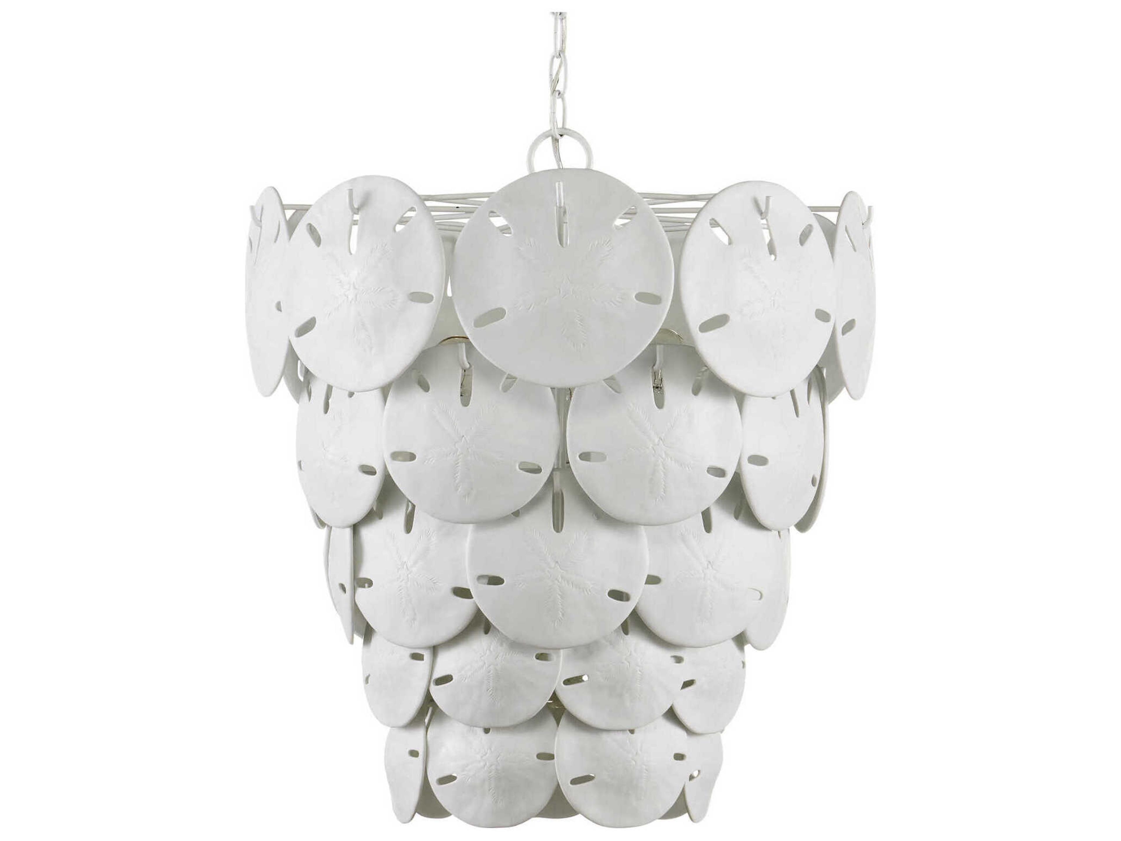 Currey & Company Tulum 5-Light Sugar White Tiered Chandelier