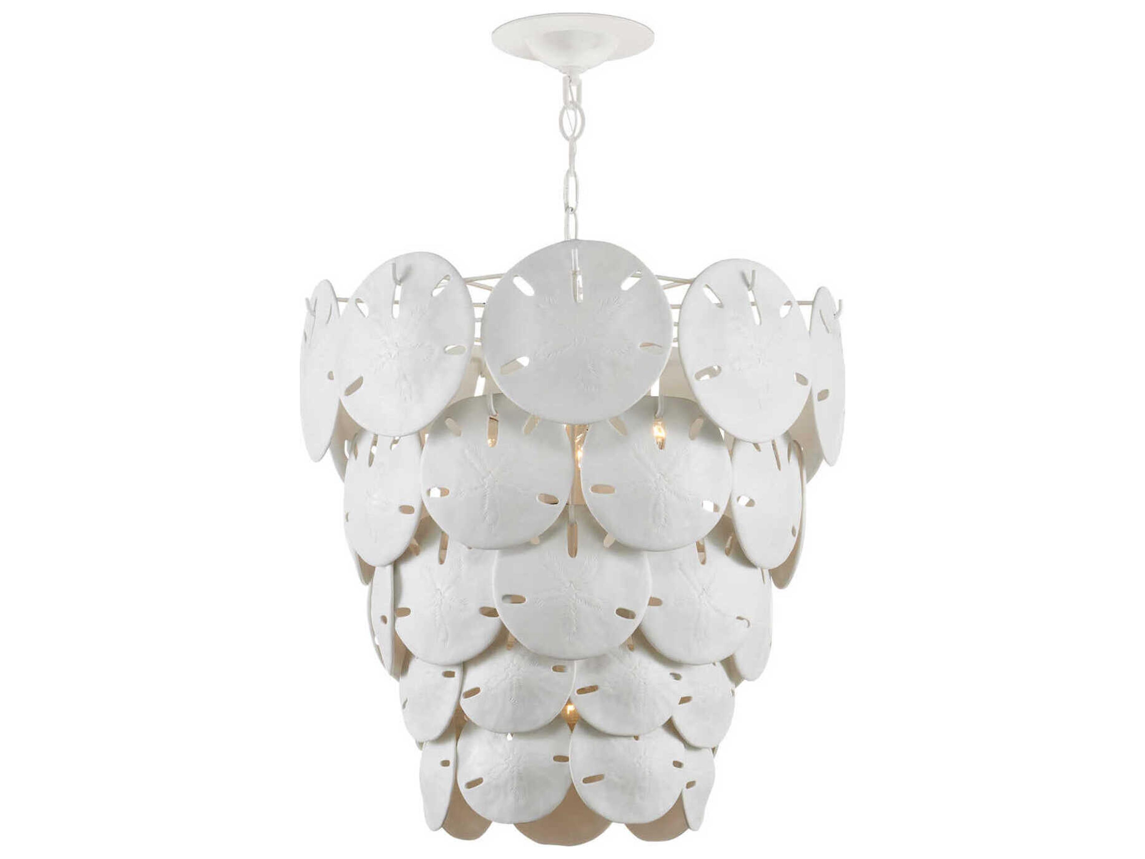 Currey & Company Tulum 5-Light Sugar White Tiered Chandelier