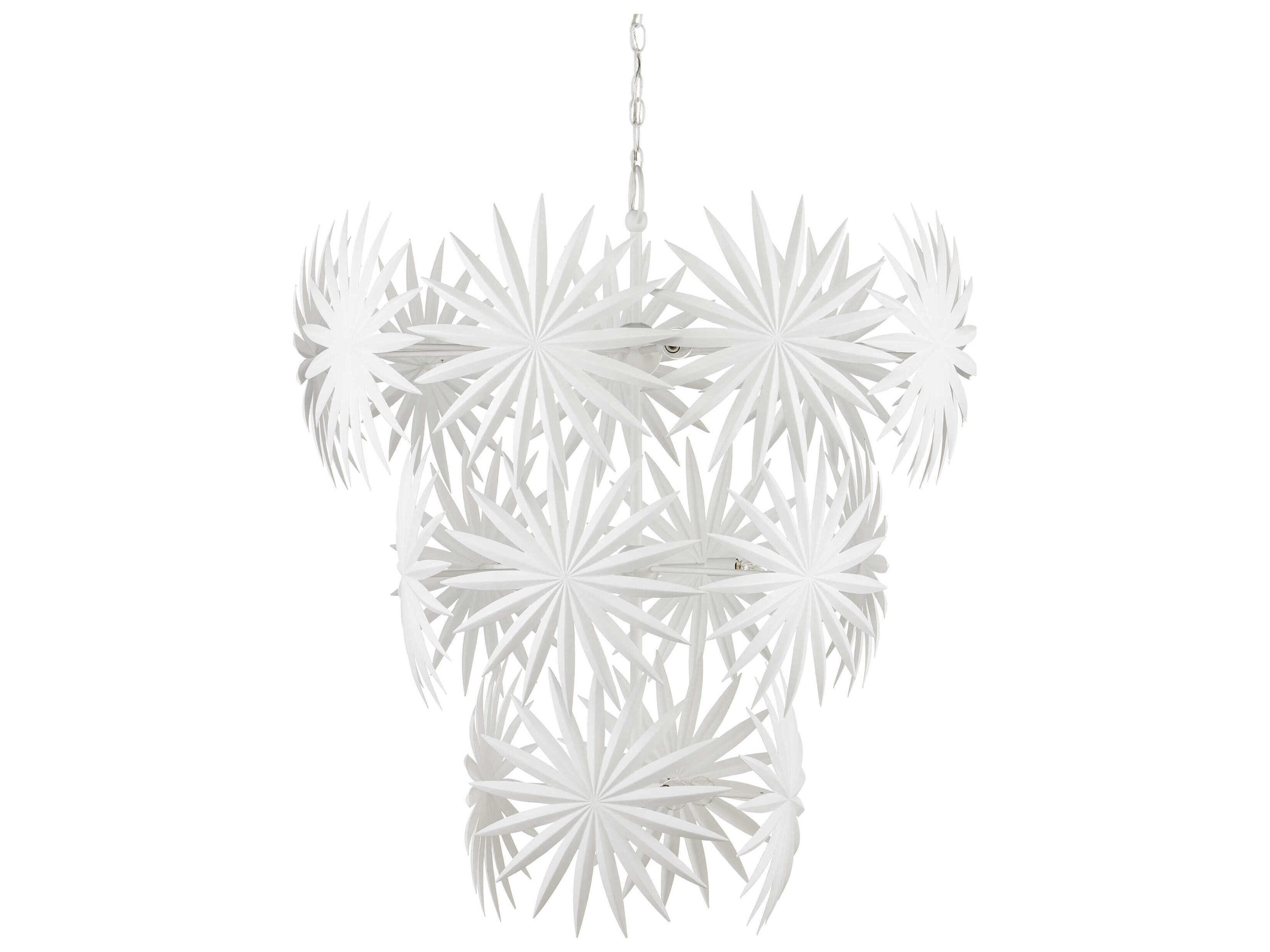 Currey & Company Bismarkia 13-Light Gesso White Chandelier